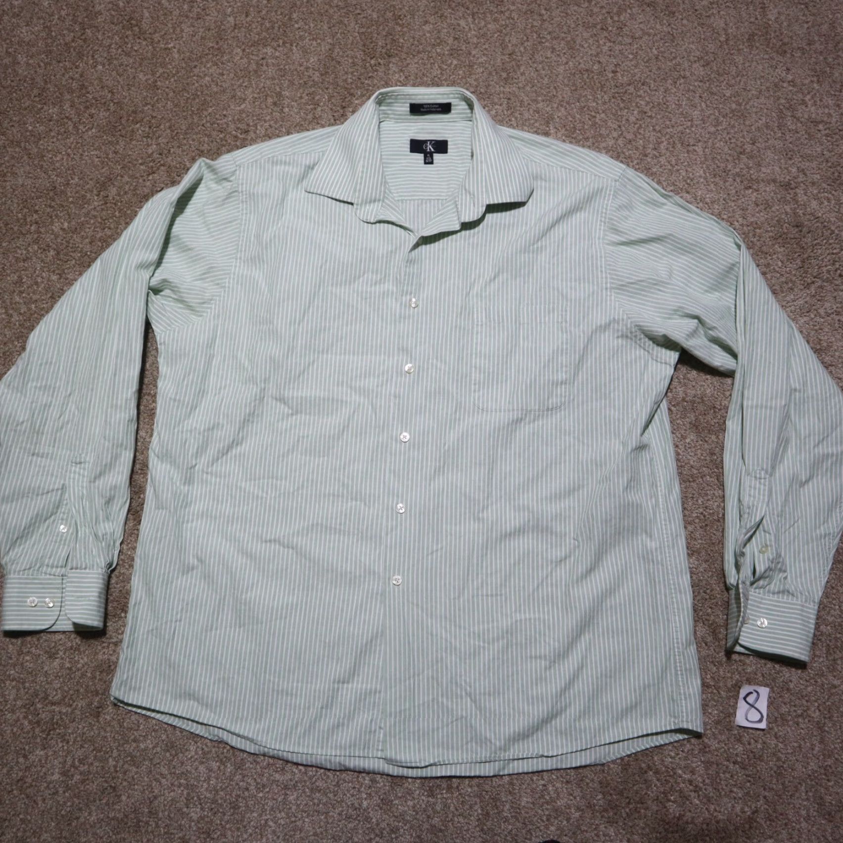 Calvin Klein VINTAGE Calvin Klein Shirt Long Sleeve Button Up Adult Men's Size 17.5 Gray Striped Casual Size US XL / EU 56 / 4 - 2 Thumbnail