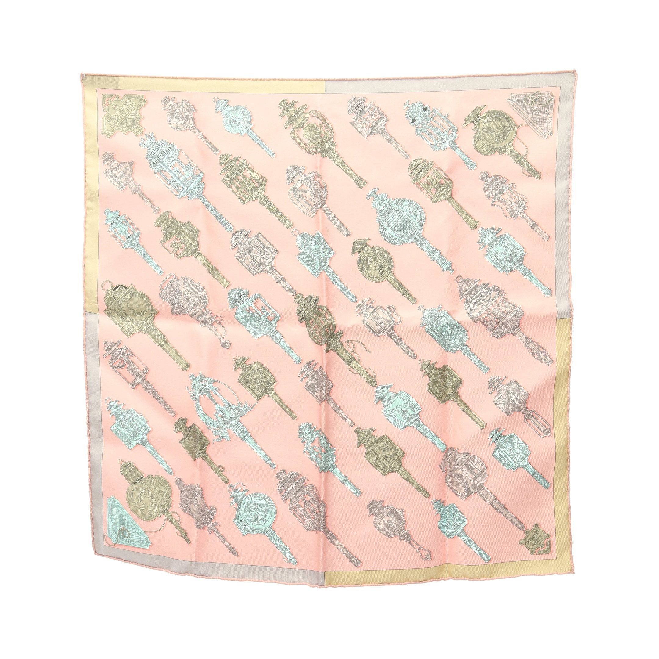 Hermes Hermes Petit Carres 45 Gavroche Merveilleuses Lanternes Scarf Silk Pink Multicolor Size ONE SIZE - 1 Thumbnail