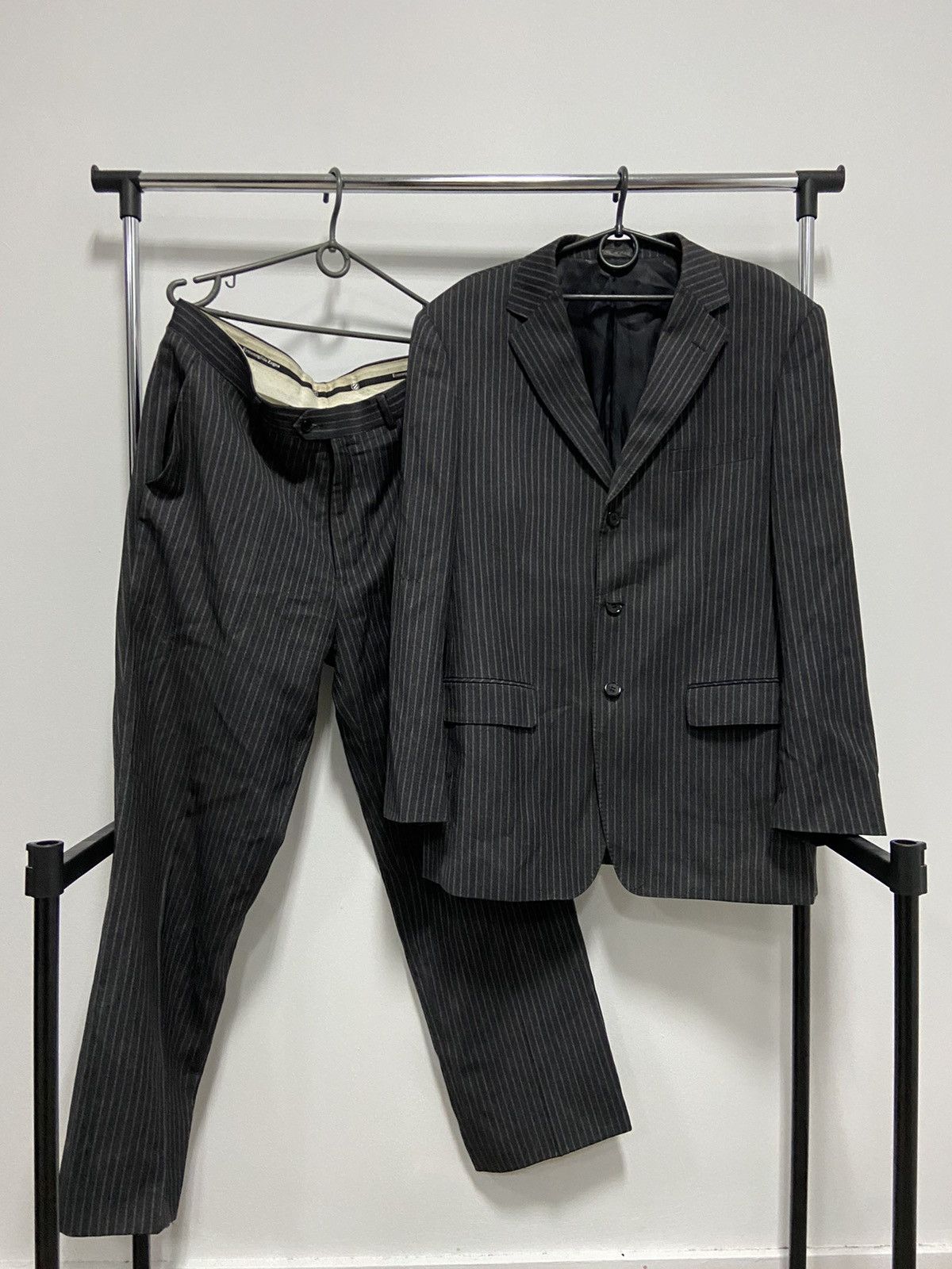 Ermenegildo Zegna Ermenegildo Zegna Striped Luxury Wool Suit blazer trousers Size 52R - 1 Thumbnail