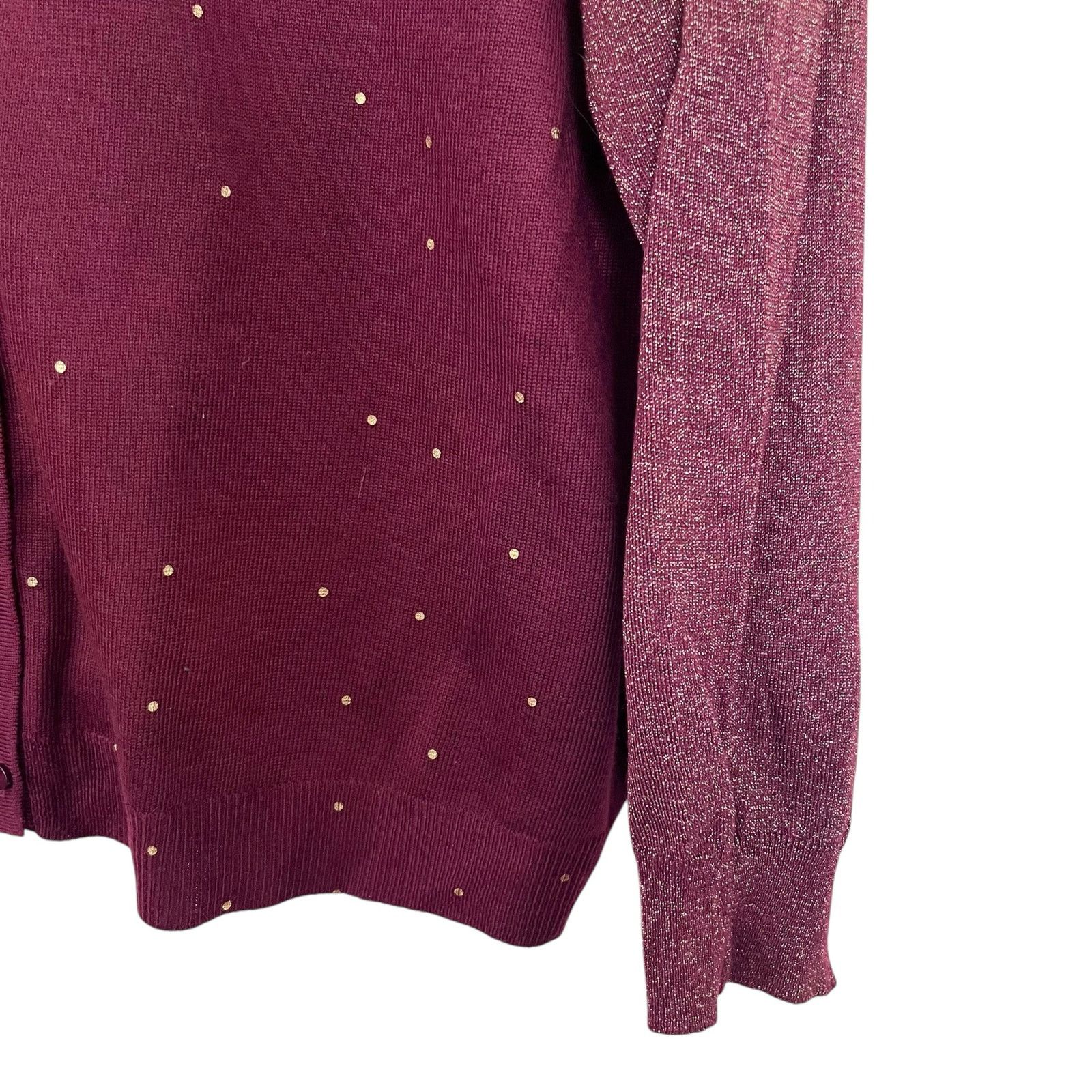 Other Eiger Weger Burgundy Gold Polka Dot Cardigan - Plus 3X Size 3XL / US 20-22 - 2 Thumbnail