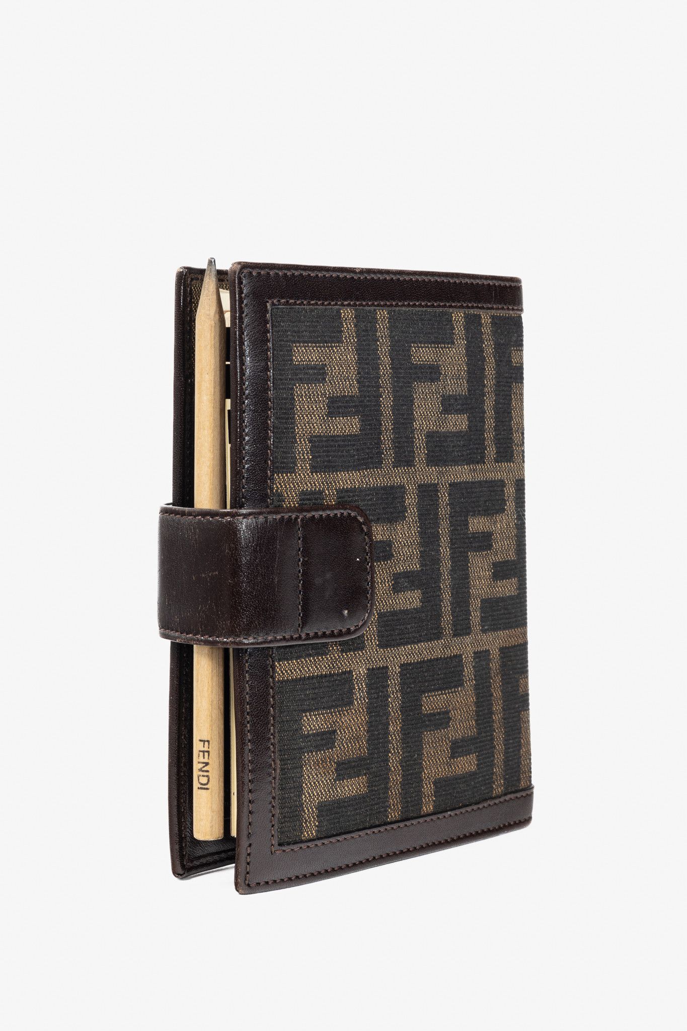 Fendi Fendi Brown Zucca Canvas Leather-Trim Agenda Cover Size ONE SIZE - 5 Thumbnail
