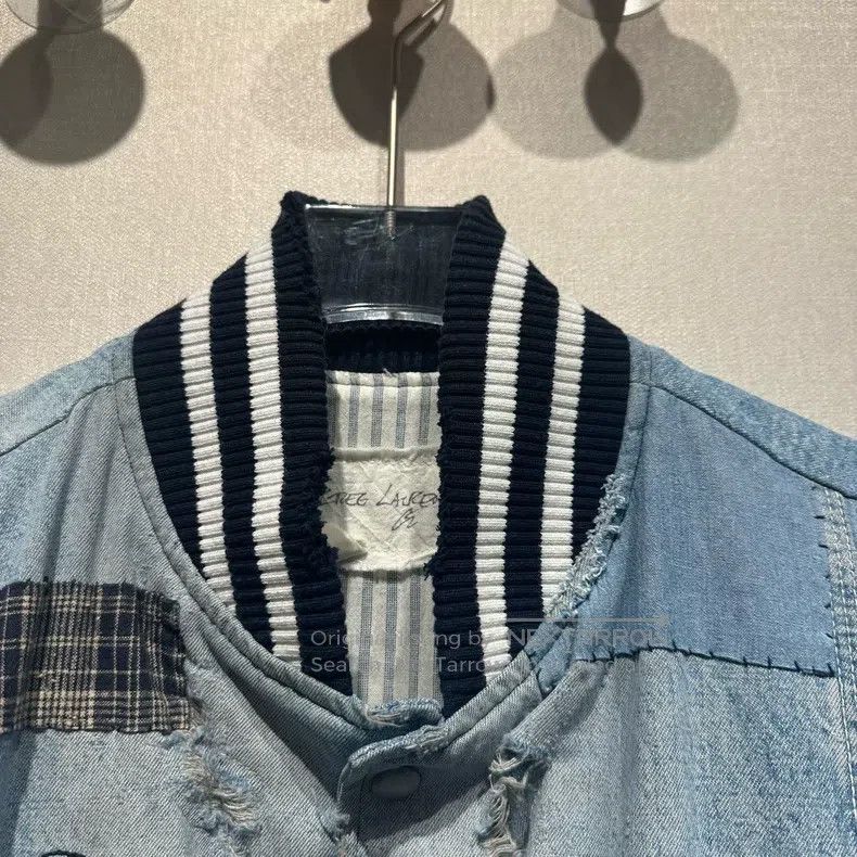 Greg Lauren Greg Lauren Antique Denim Spliced Graffiti Baseball Jacket Size US L / EU 52-54 / 3 - 3 Thumbnail