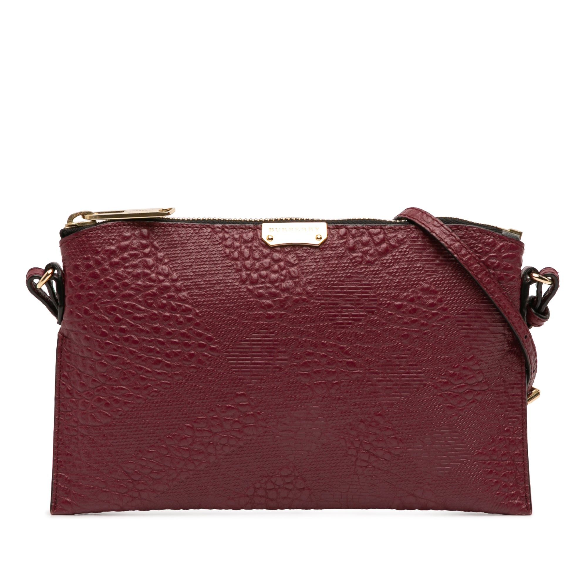 Burberry Small Grain Check Embossed Leather Chichester Crossbody Size ONE SIZE - 1 Thumbnail