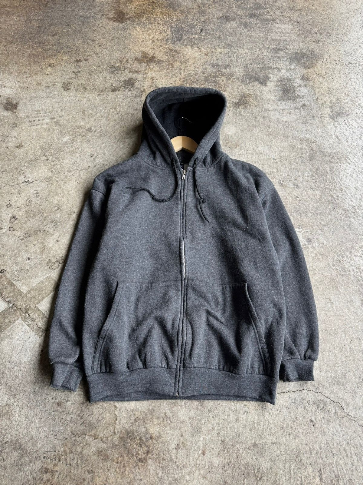 Vintage Thick Vintage Streetwear Dark Grey Blank Zip Up Size US L / EU 52-54 / 3 - 1 Thumbnail