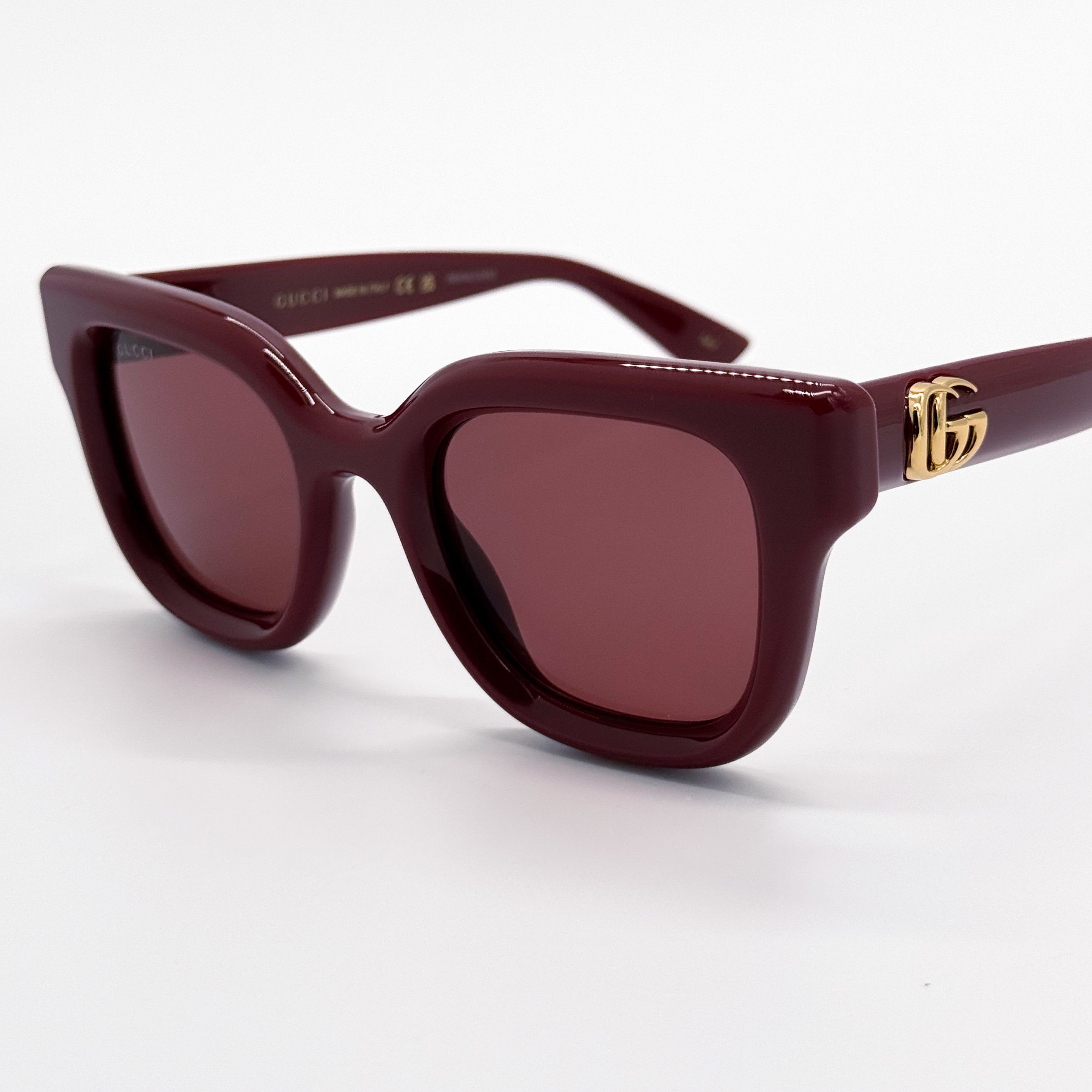 Gucci NEW GUCCI GG1828S 003 WOMEN SHINY SOLID BURGUNDY SUNGLASSES Size ONE SIZE - 7 Thumbnail