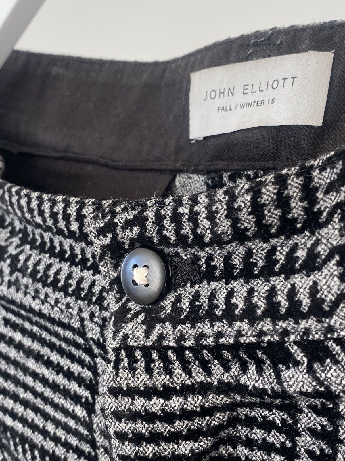 John Elliott John Elliot Wide Tuck Pants / Houndstooth Charcoal Sz 1 Size US 29 - 5 Thumbnail
