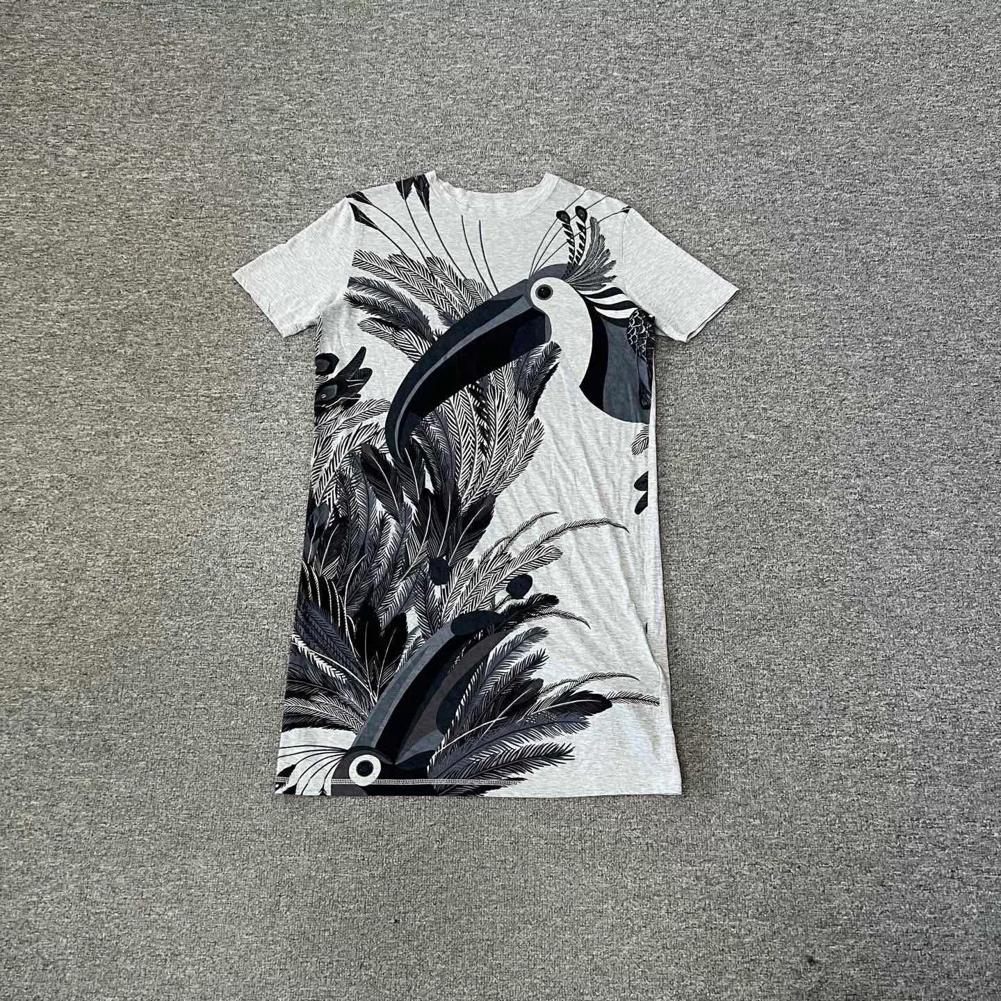 Hermes Hermes Gray Toucan Print T-Shirt Dress Size S / US 4 / IT 40 - 1 Thumbnail