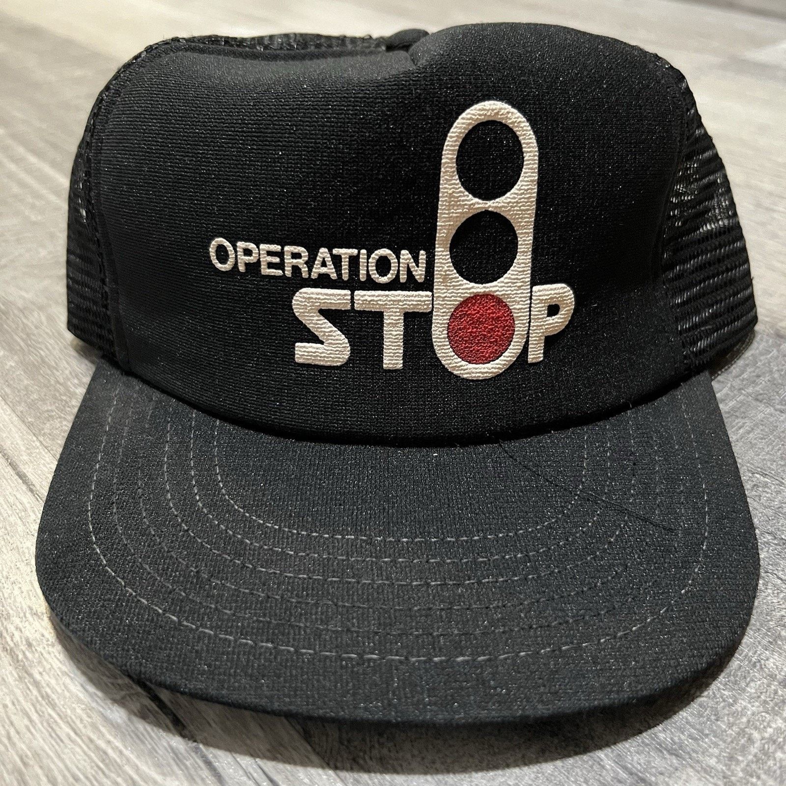 Vintage VTG 1980s Operation Stop! Black Mesh Foam Trucker Hat Cap Size ONE SIZE - 1 Thumbnail