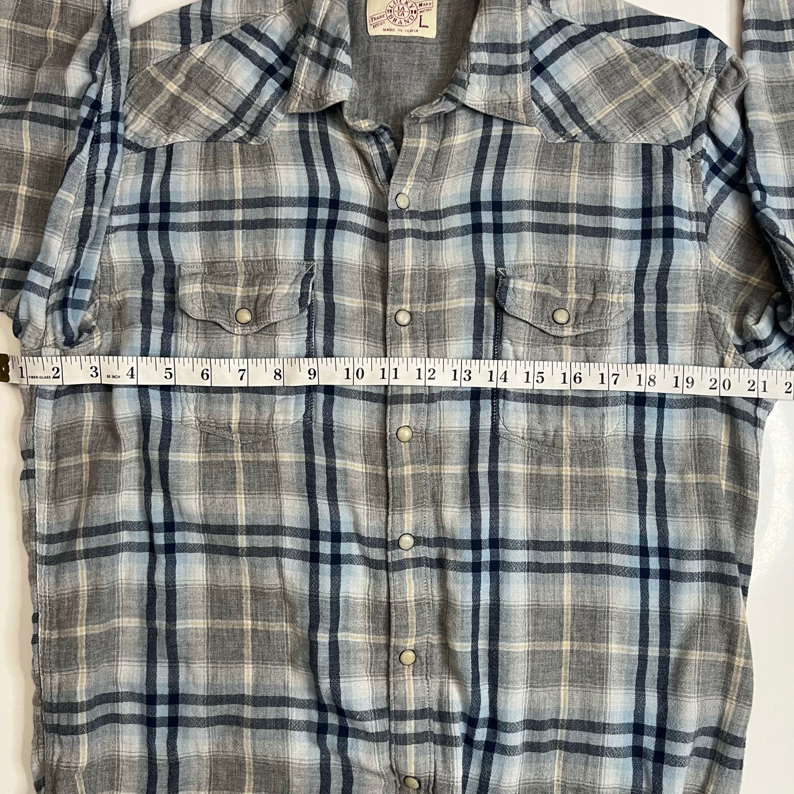 Lucky Brand Lucky Brand Classic Fit Western Pearl Snap Shirt Large Plaid Size US L / EU 52-54 / 3 - 9 Thumbnail