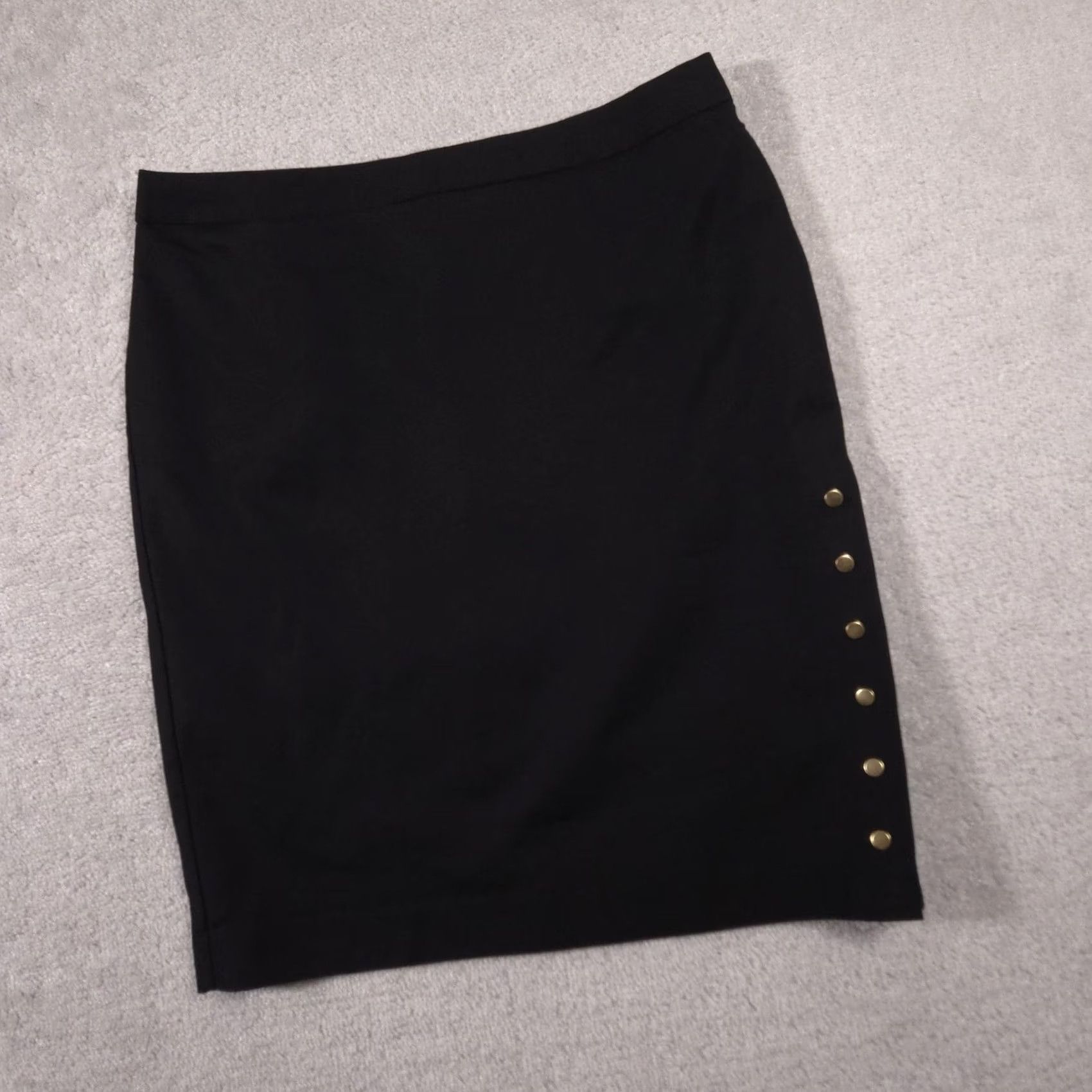 Worthington Worthington Skirt Womens 16 Black Pencil Zip Lined Career Office Snaps Slit Back Zipper Womens Size 38" / US 16 / IT 52 - 3 Thumbnail