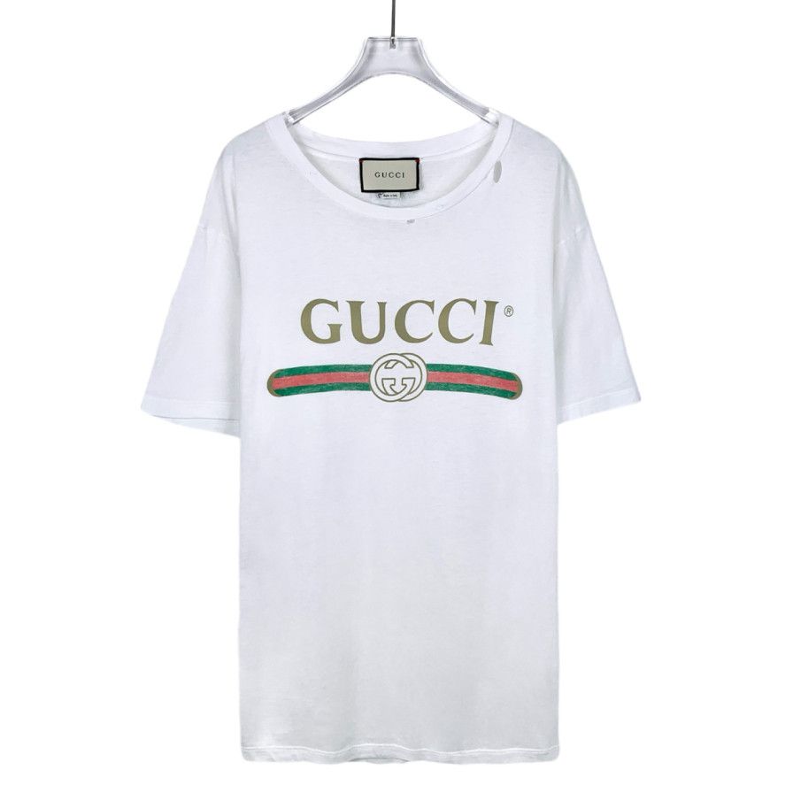 Gucci T-Shirt White Print Cotton Tee (Size XS)