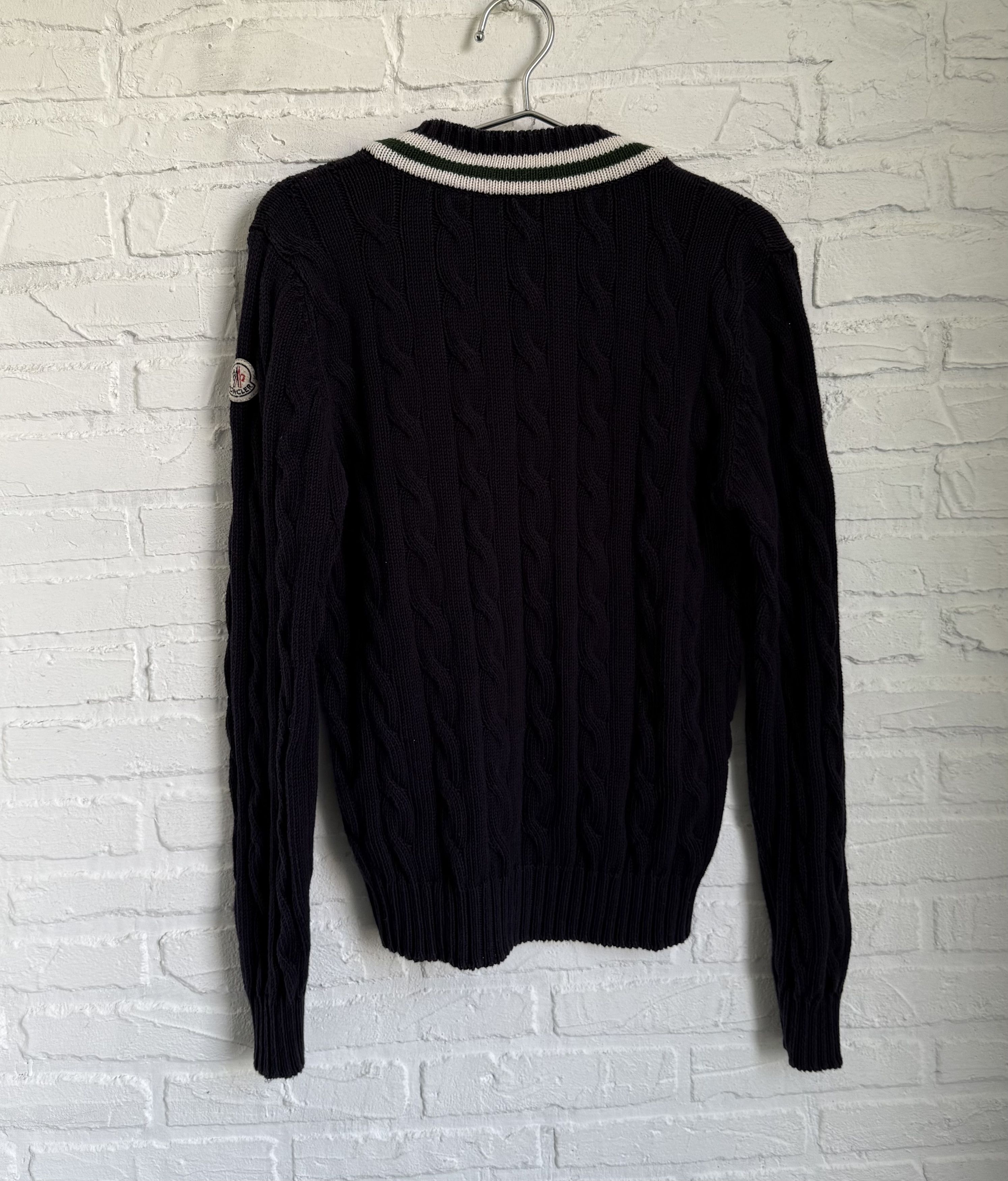 Moncler Moncler Cable Knit V Neck Sweater Size US S / EU 44-46 / 1 - 9 Thumbnail