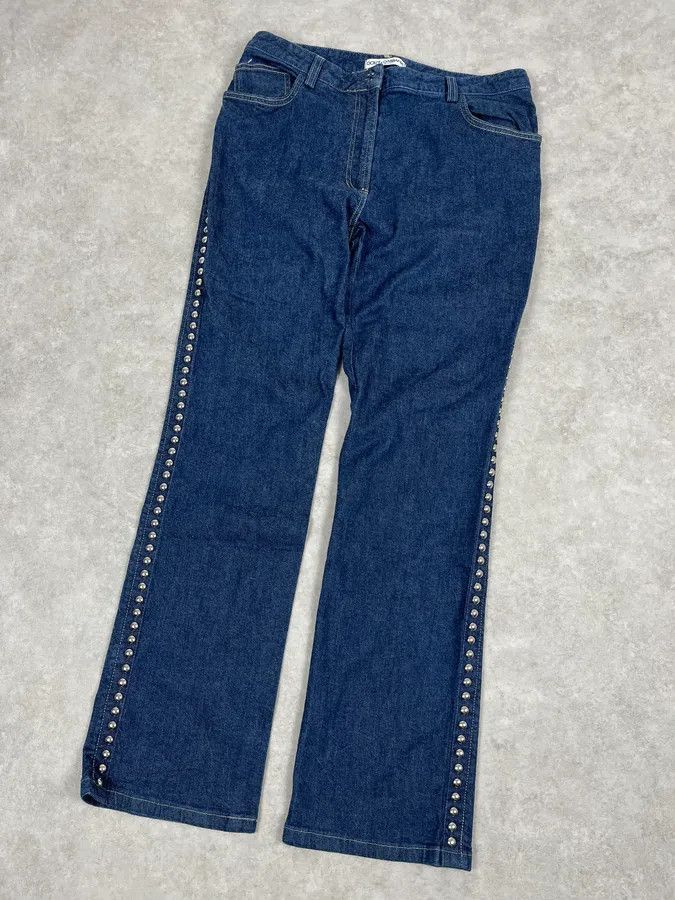 Dolce & Gabbana 2000s Dolce & Gabbana Navy Studded Jeans Size 24" / US 00 / IT 34 - 6 Thumbnail