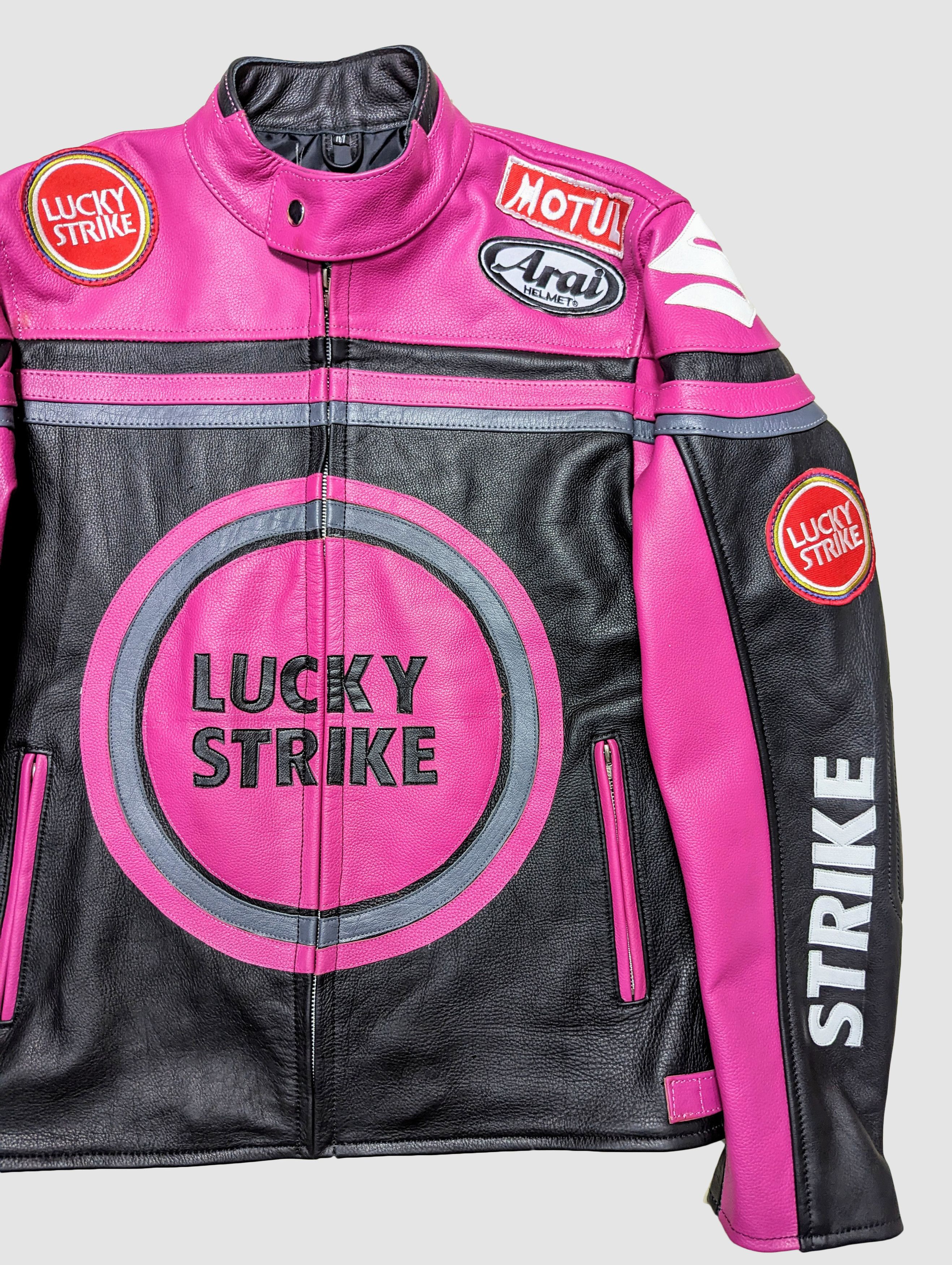 Other LUCKY STRIKE Rare Vintage PINK 90s Leather Jacket Size US XL / EU 56 / 4 - 4 Thumbnail