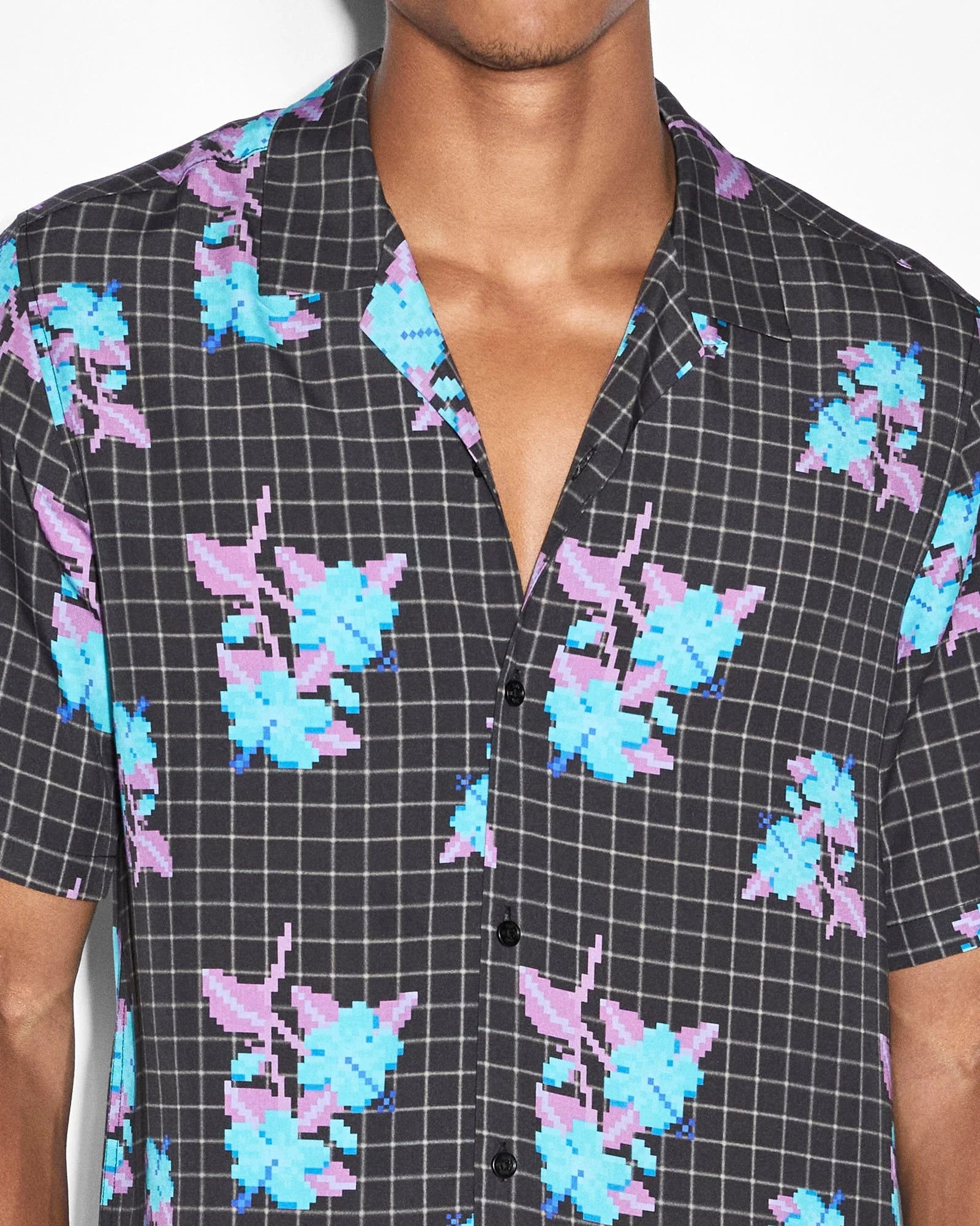 Ksubi Ksubi Low Res Resort Floral Pixel Grid Short Sleeve Shirt Size US M / EU 48-50 / 2 - 2 Thumbnail