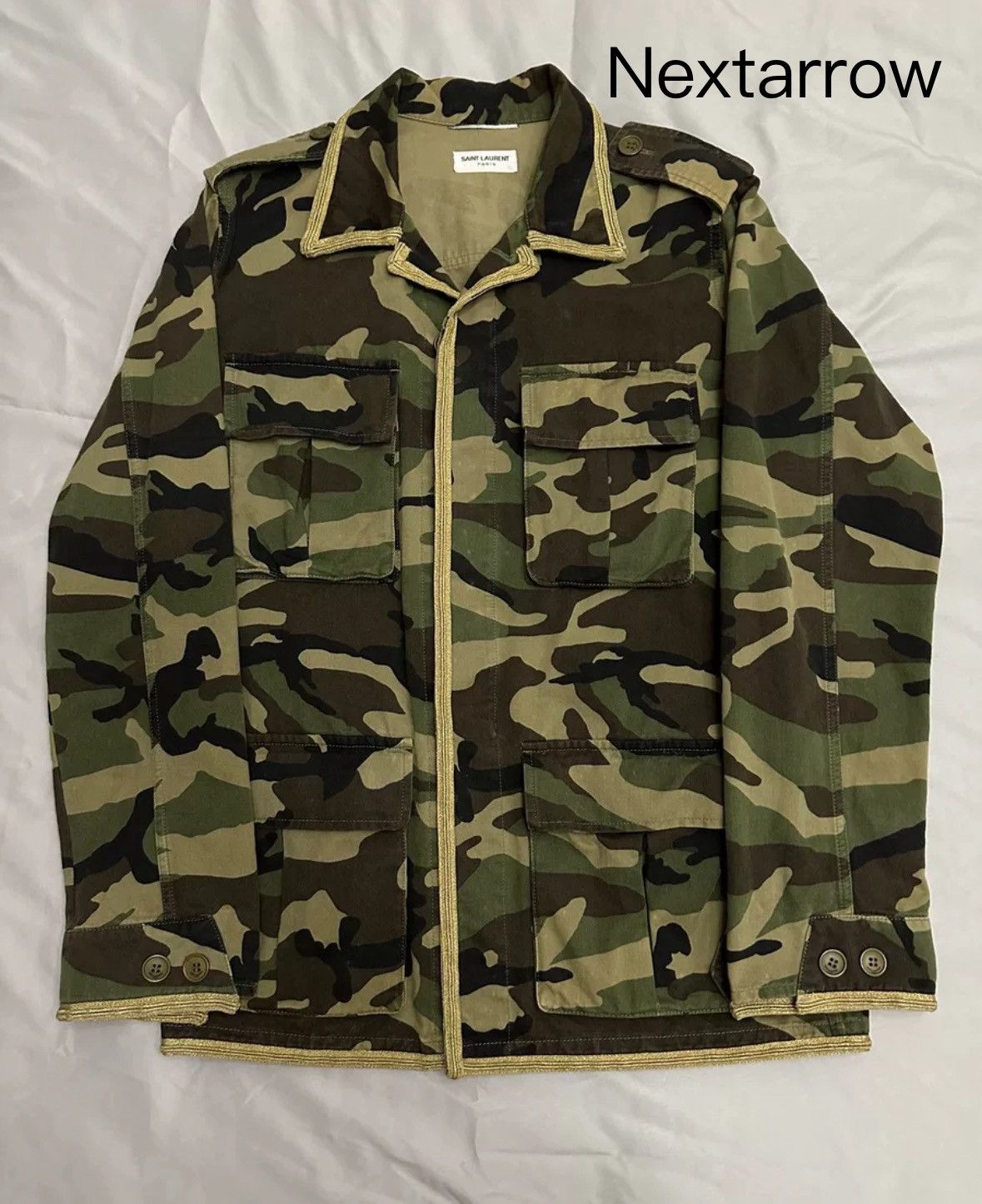 Saint Laurent Paris Saint Laurent 14fw gold border camouflage workwear jacket Size US L / EU 52-54 / 3 - 1 Thumbnail