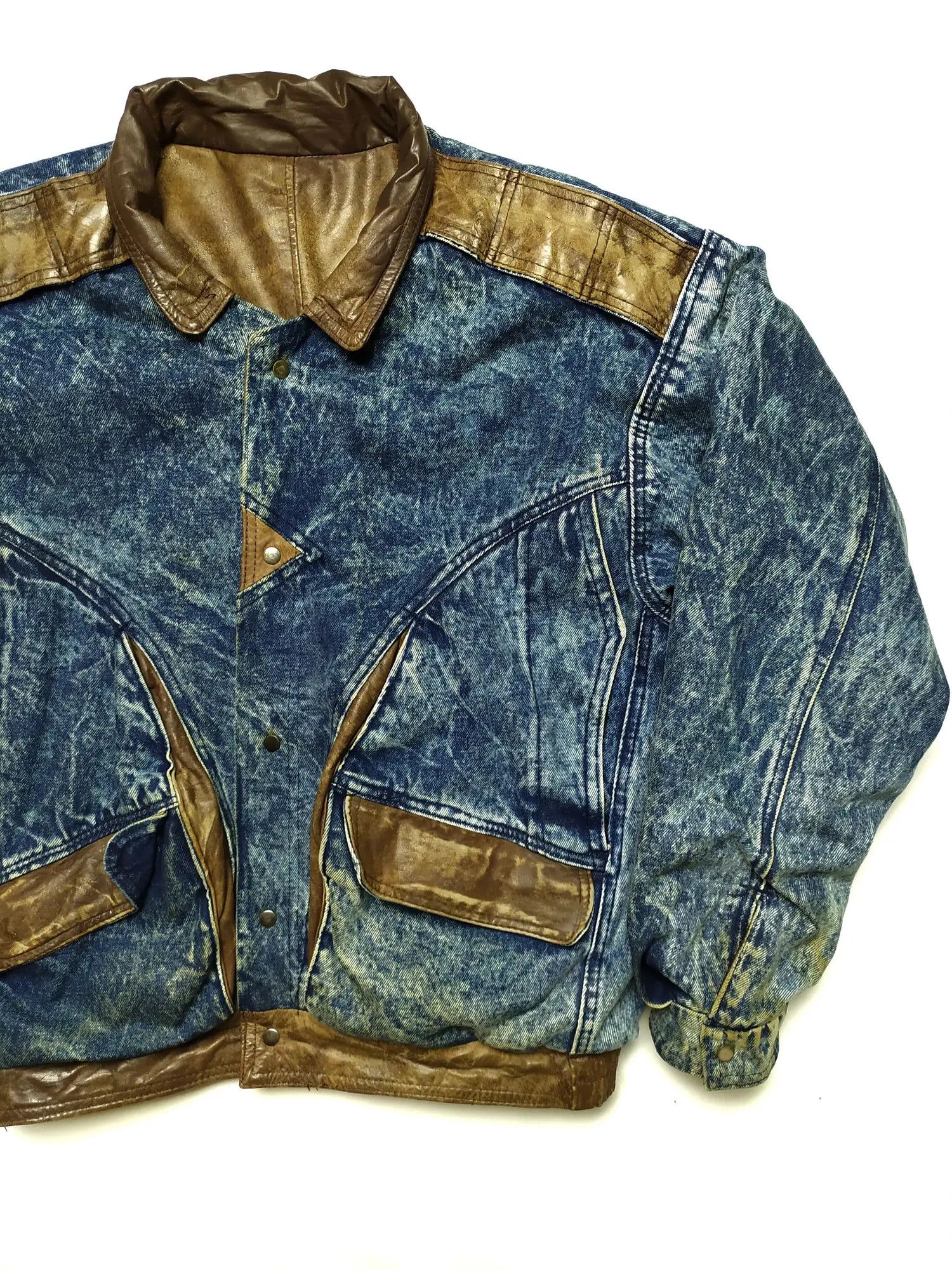 Vintage Vintage Reversible Brown Leather Denim Jacket Size US M / EU 48-50 / 2 - 4 Thumbnail