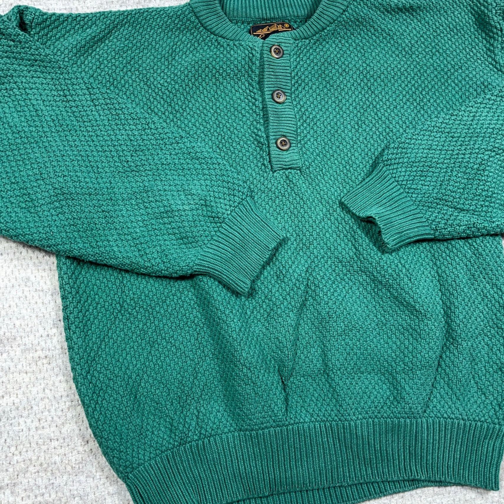 Eddie Bauer VINTAGE Eddie Bauer Sweater Men L Green Henley Waffle Knit Fishermen Grandpa Logo Pullover Knit Casual Classic 90s Mens Size US L / EU 52-54 / 3 - 6 Thumbnail