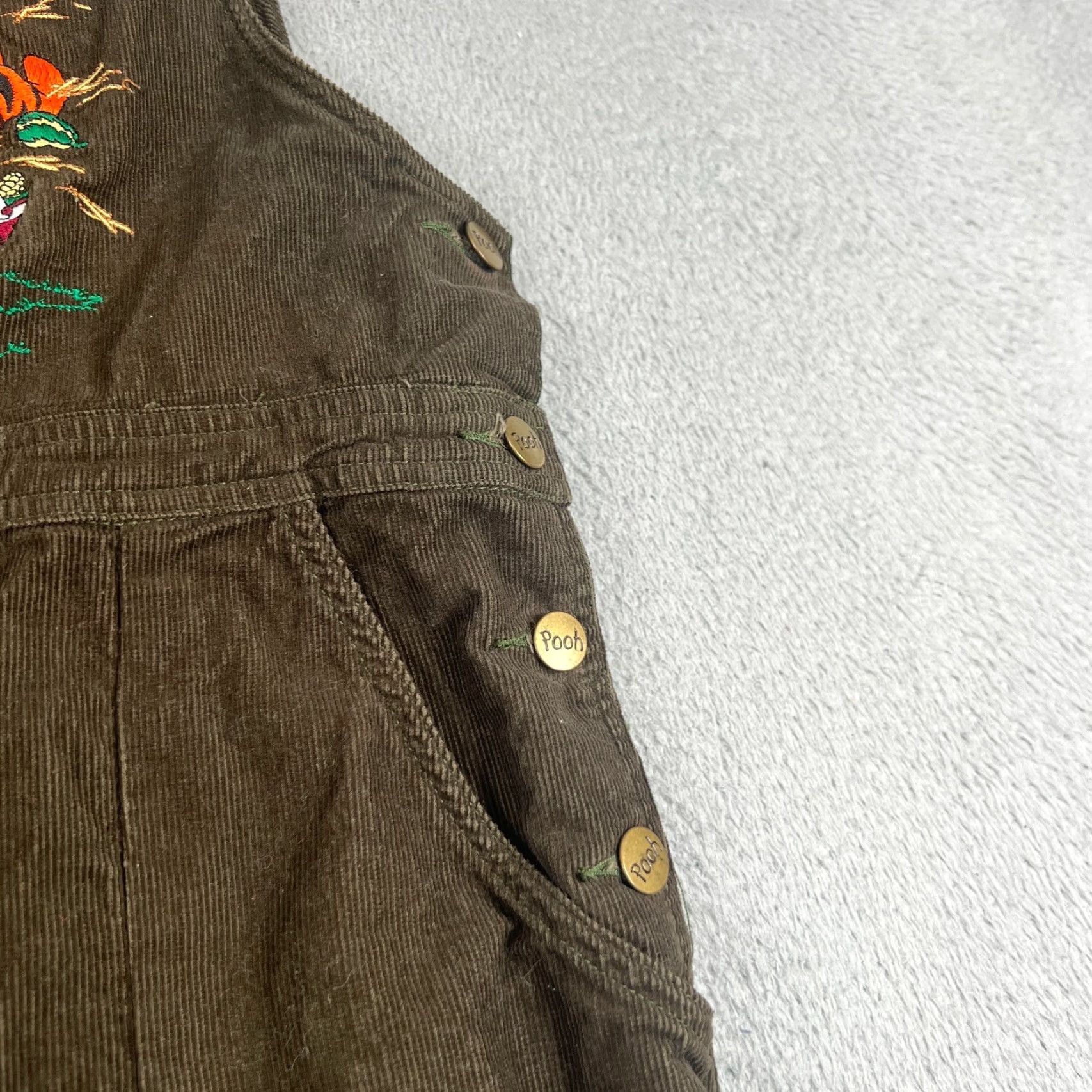 Disney VINTAGE Disney Winnie the Pooh Embroidered Green Corduroy Overall Dress XL Size 40" / US 18 - 5 Thumbnail