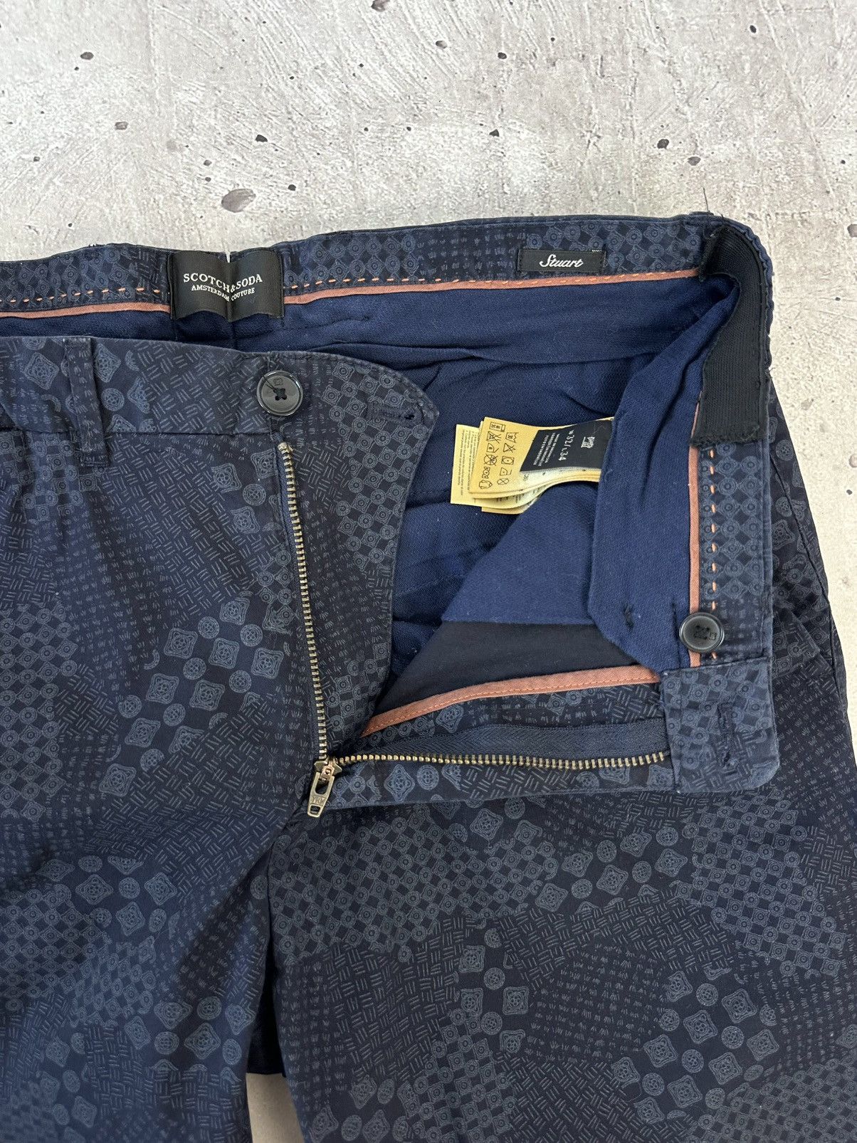 Scotch & Soda Scotch & Soda Printed Cotton Navy Straight Men’s Pants Size US 32 / EU 48 - 10 Thumbnail