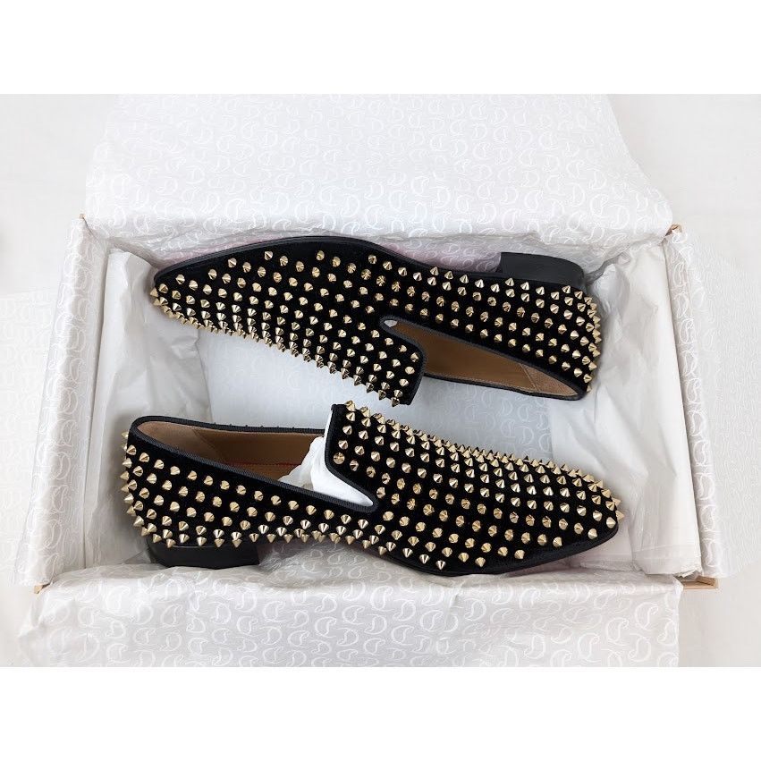 Christian Louboutin o1rshd1 Dandelion Spikes Flat Shoes in Black/Dorado Size US 10 / EU 43 - 18 Thumbnail