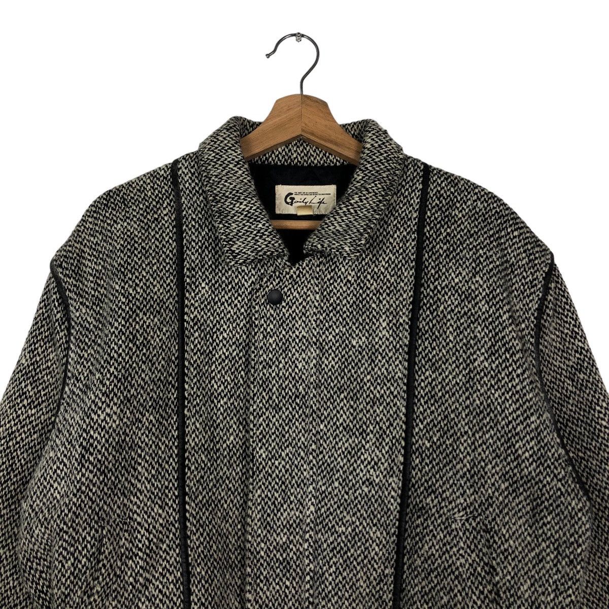 ?Vtg Herringbone Wool Bomber Jacket Inspire Issey Miyake
