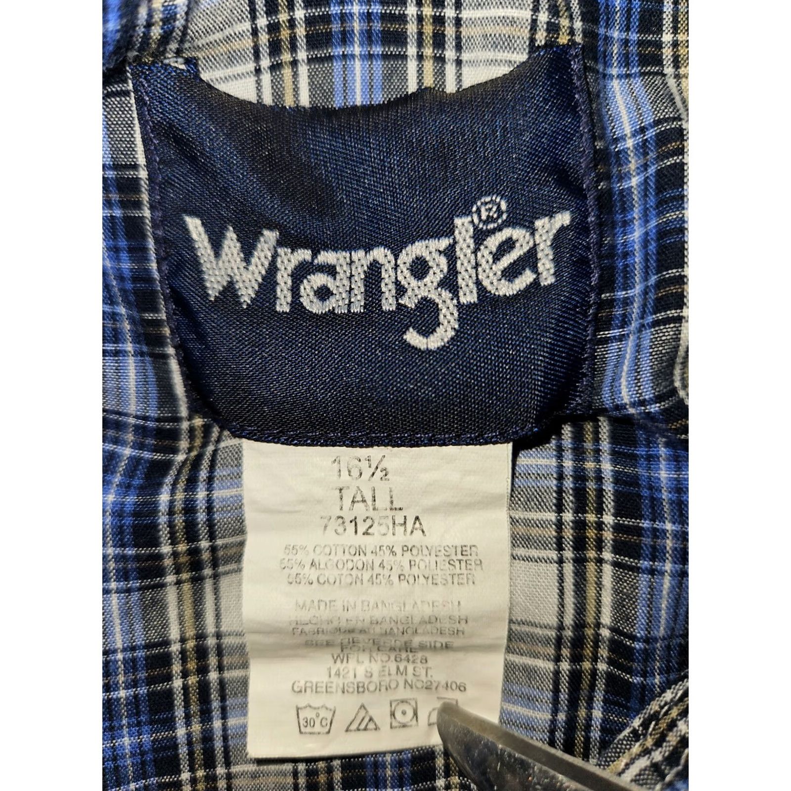 Wrangler VINTAGE Wrangler Pearl Snap Shirt Mens 16.5 Tall Short Sleeve Blue Plaid Cowboy Western Shirt Size US XL / EU 56 / 4 - 2 Thumbnail