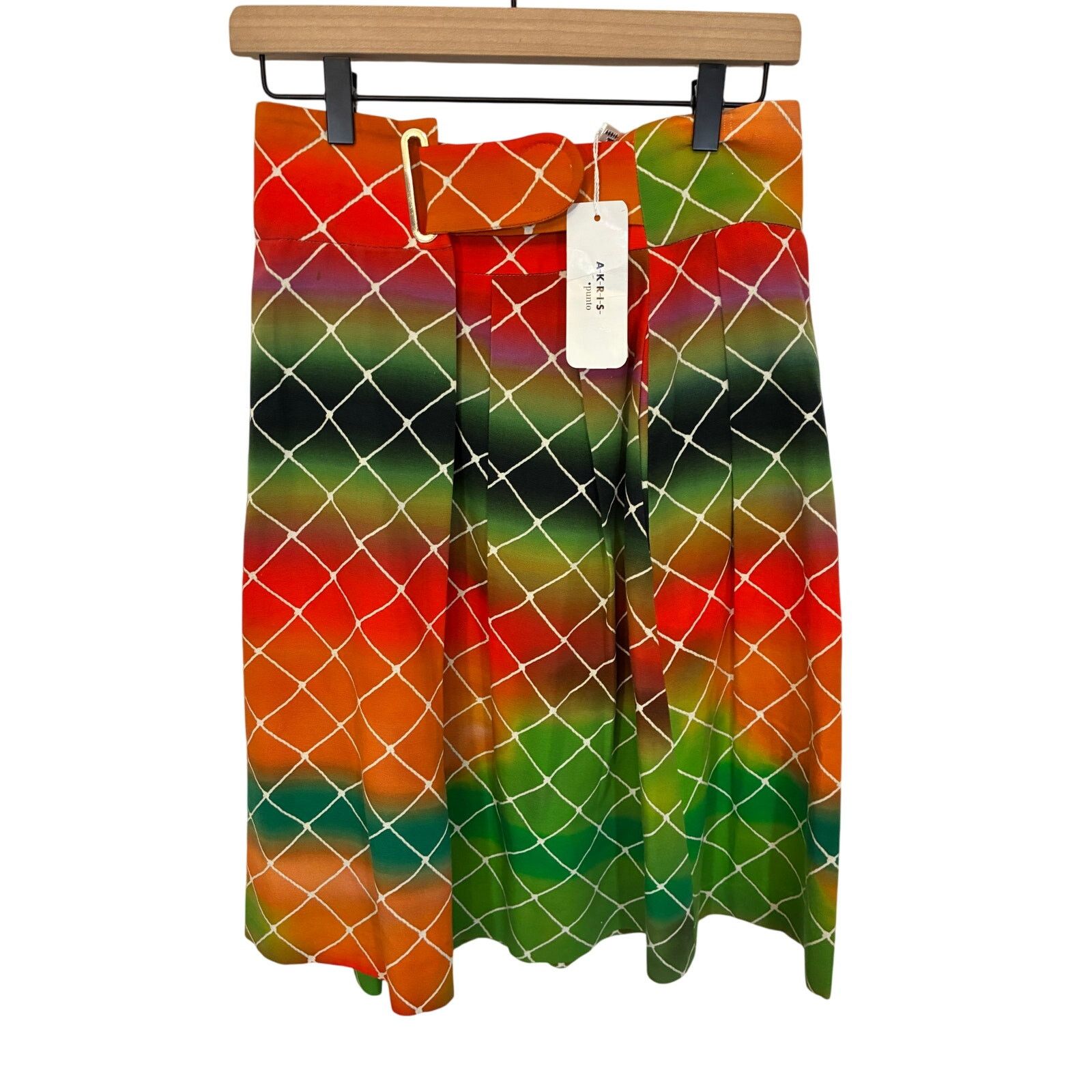 Akris NWT Akris Punto Rainbow Skirt Multicolor Net Print Cotton 6 Size 28" / US 6 / IT 42 - 4 Thumbnail