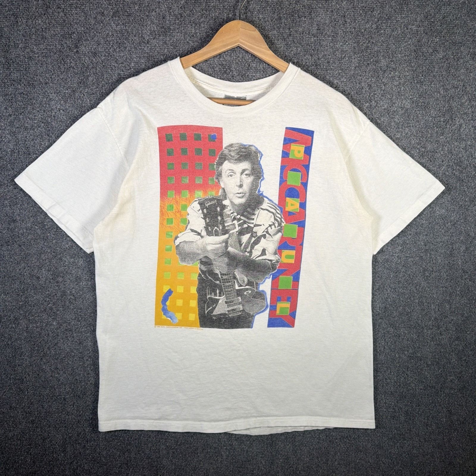 Vintage Paul McCartney Shirt Mens Large White 90s World Tour