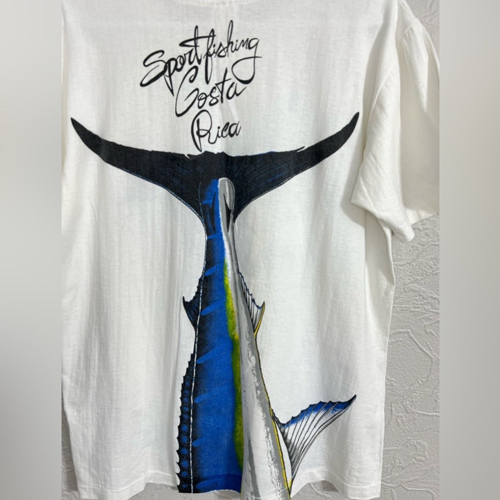 Vintage Vtg 90s COSTA RICA AOP Single Stitch MARLIN FISHING TEE RARE Size US M / EU 48-50 / 2 - 4 Thumbnail