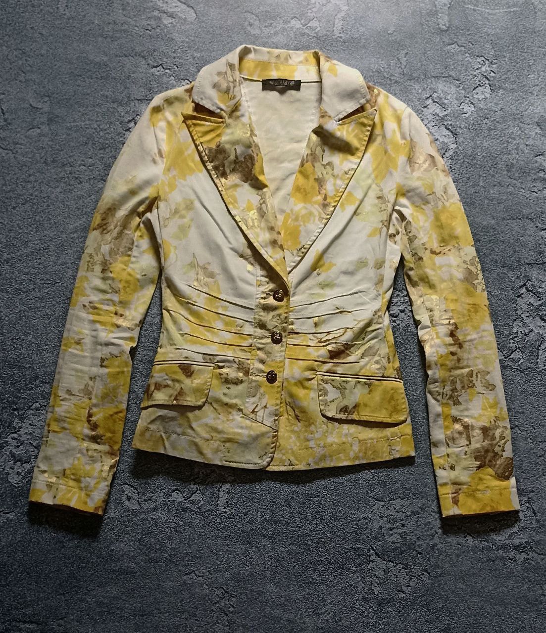 Roberto Cavalli Rare Roberto Cavalli Y2K Floral Print Jacket Yellow & Gold Size S / US 4 / IT 40 - 1 Thumbnail