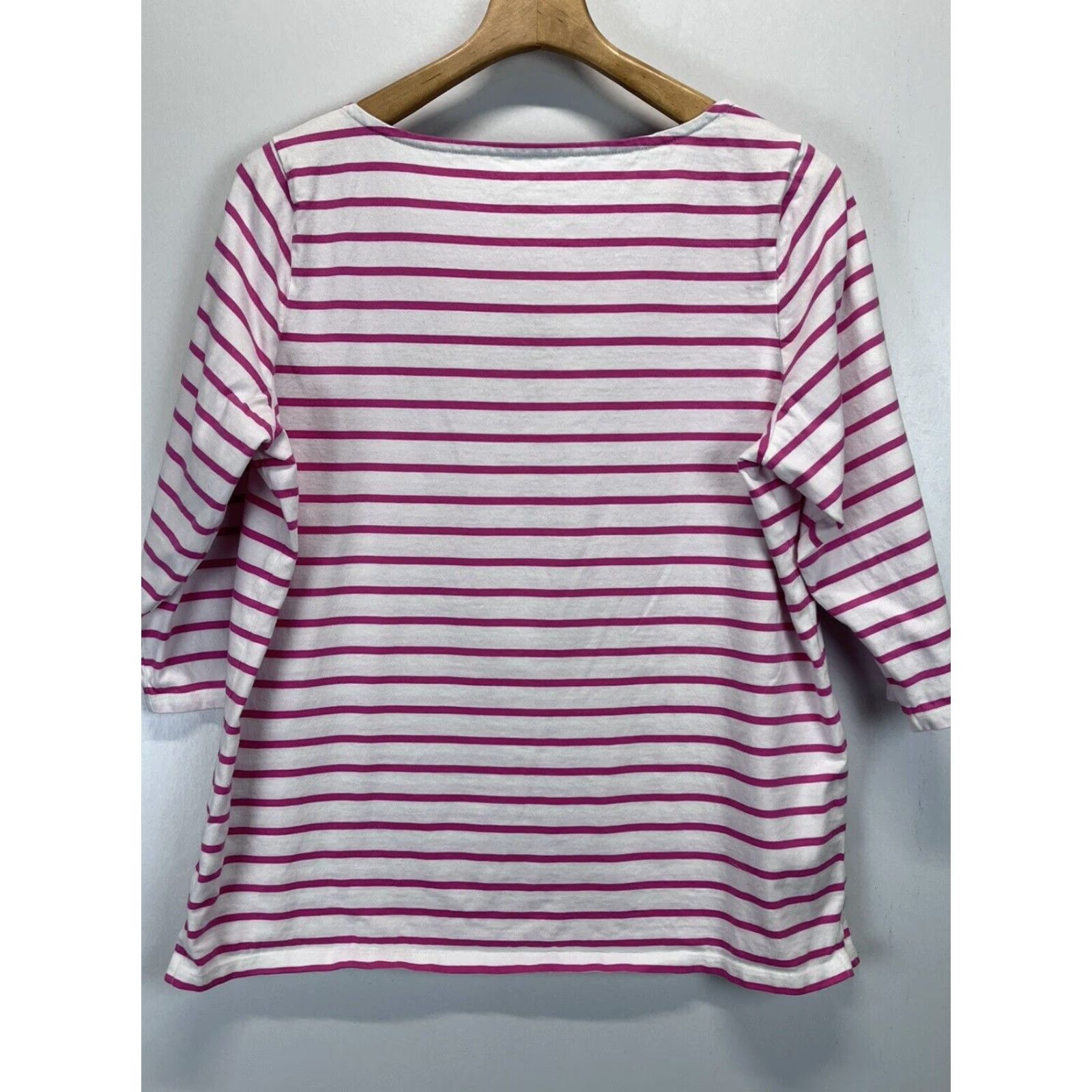 Talbots Talbots Vacation Shirt Womens 1X Plus Striped 3/4 Sleeve Pink White Cotton Casual Beach Womens Size XL / US 12-14 / IT 48-50 - 4 Thumbnail
