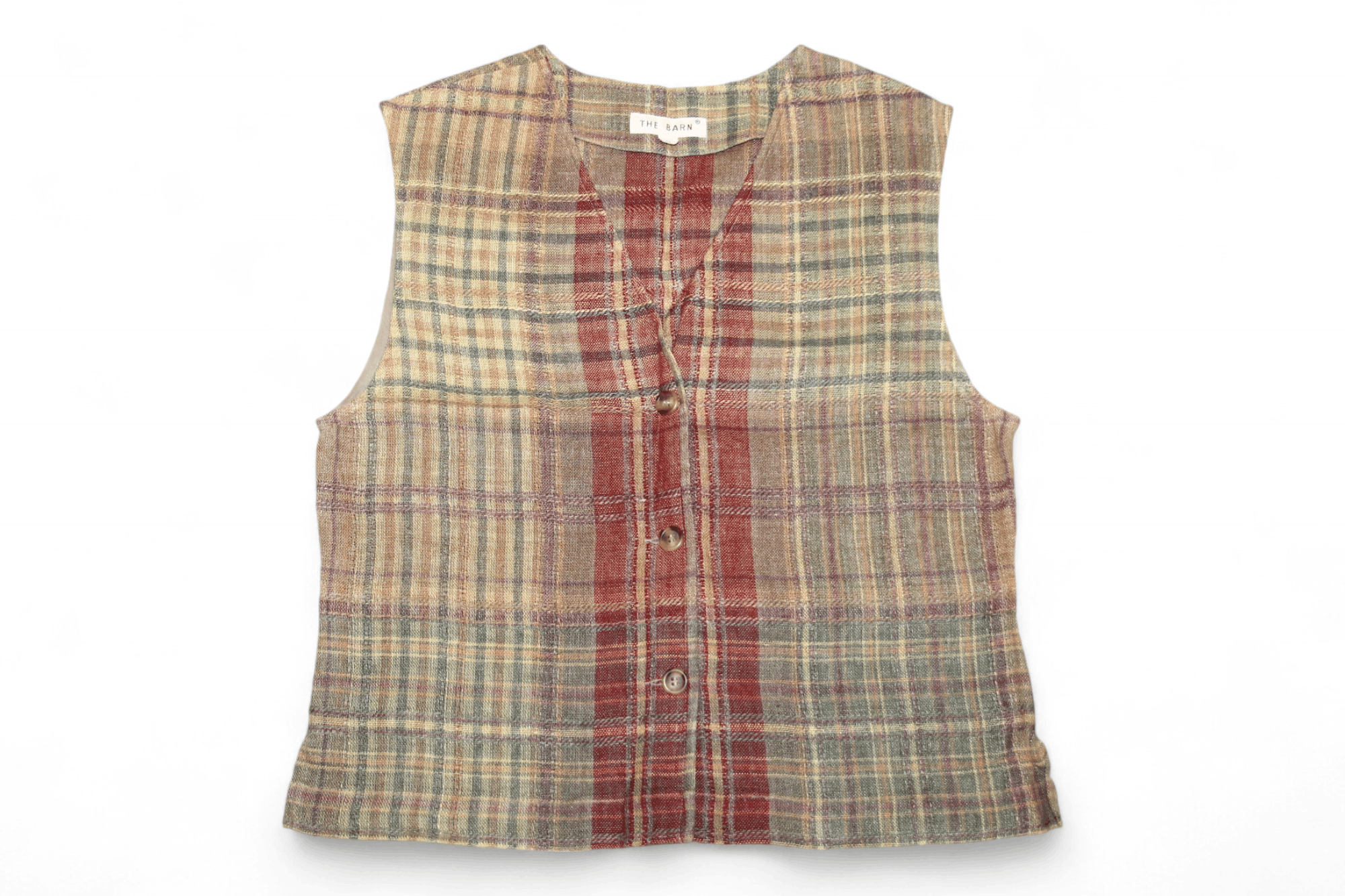 Vintage The Barn clothing and accessories Checkered Linen Waistcoat Size US M / EU 48-50 / 2 - 1 Thumbnail