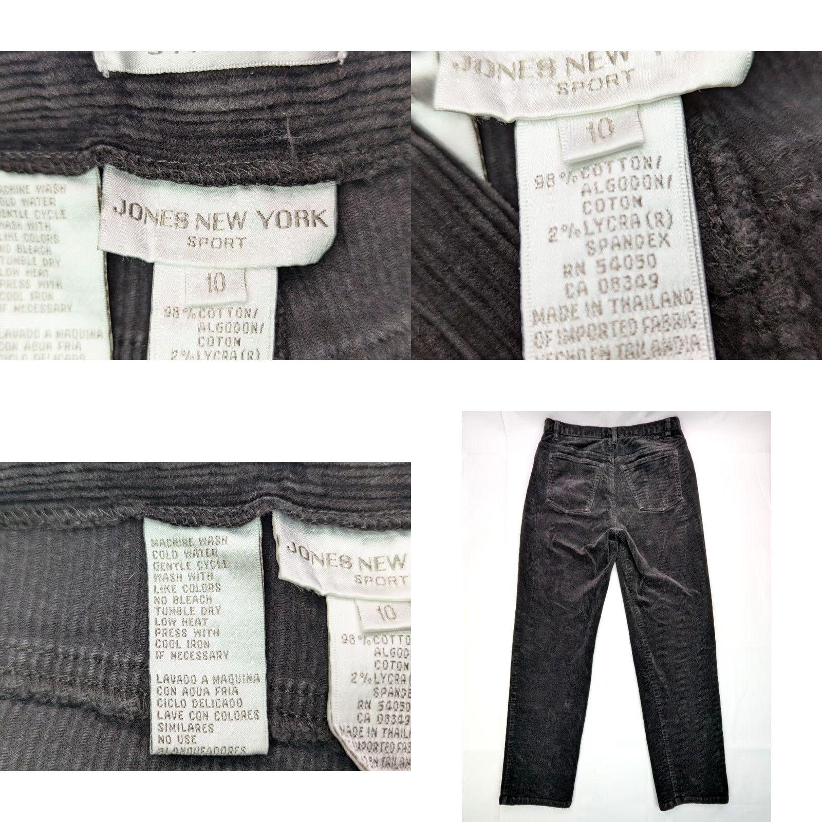 Jones New York Jones New York Sport Women's Chino Pants Black 10 Regular Mid Rise 30x30 Corduroy Stretch Size 32" / US 10 / IT 46 - 8 Thumbnail