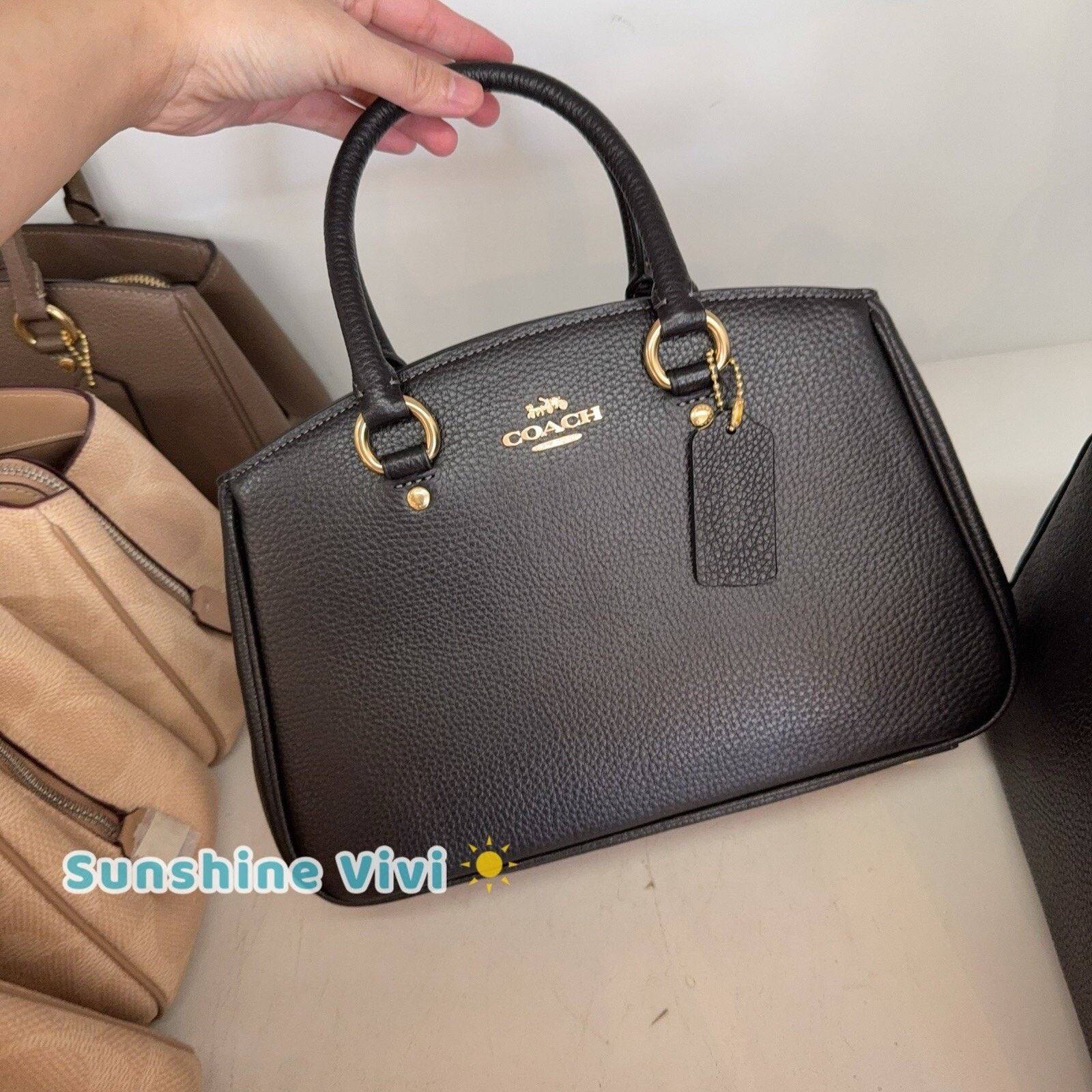 Coach NWT Coach Savannah Leather Carryall Satchel CAL54 Gold/Black Size ONE SIZE - 1 Thumbnail