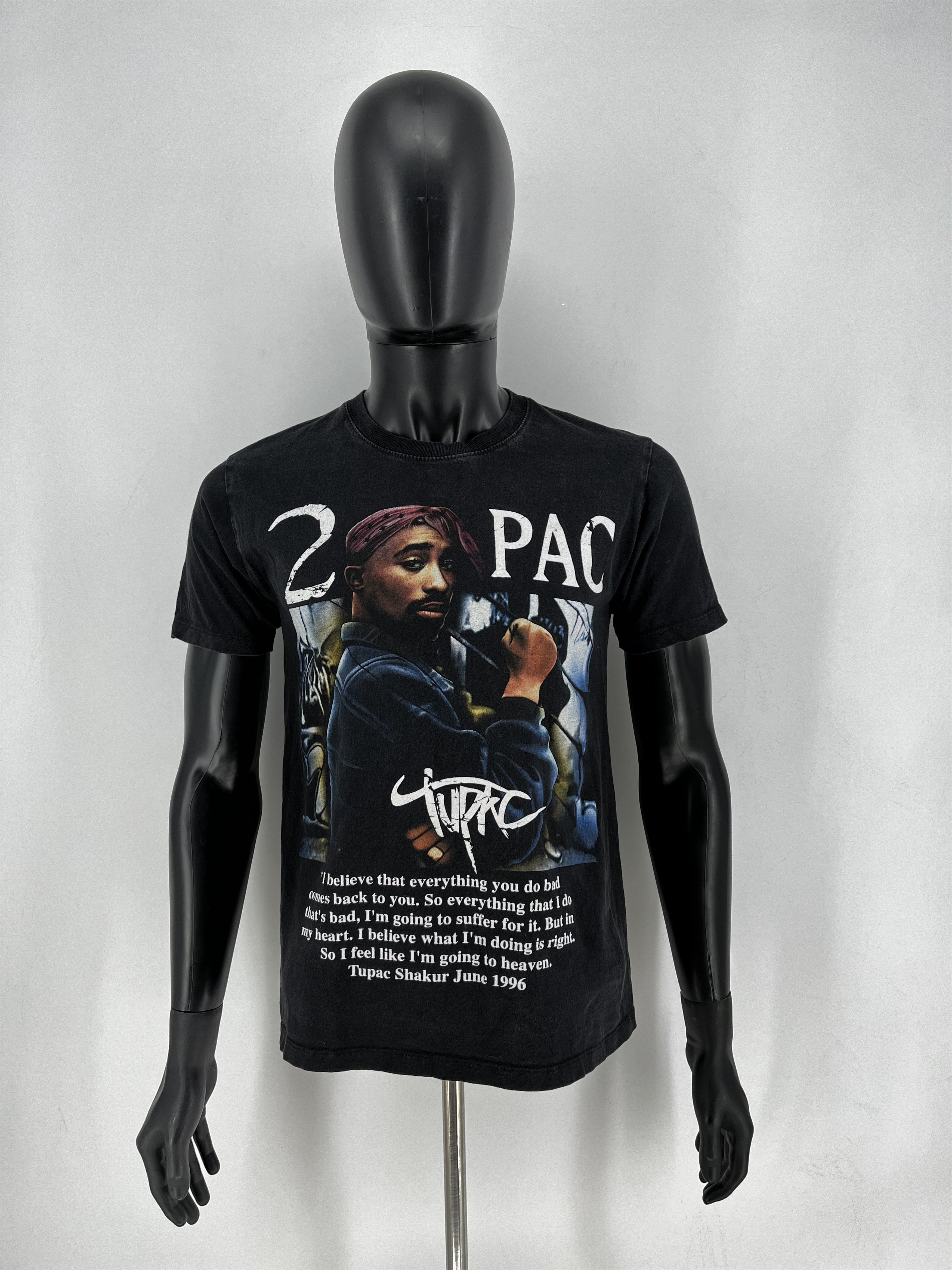 Band Tees Vintage 2Pac Tupac Shakur 1996 Men’s Black Double Sided Sz M Size US M / EU 48-50 / 2 - 2 Thumbnail