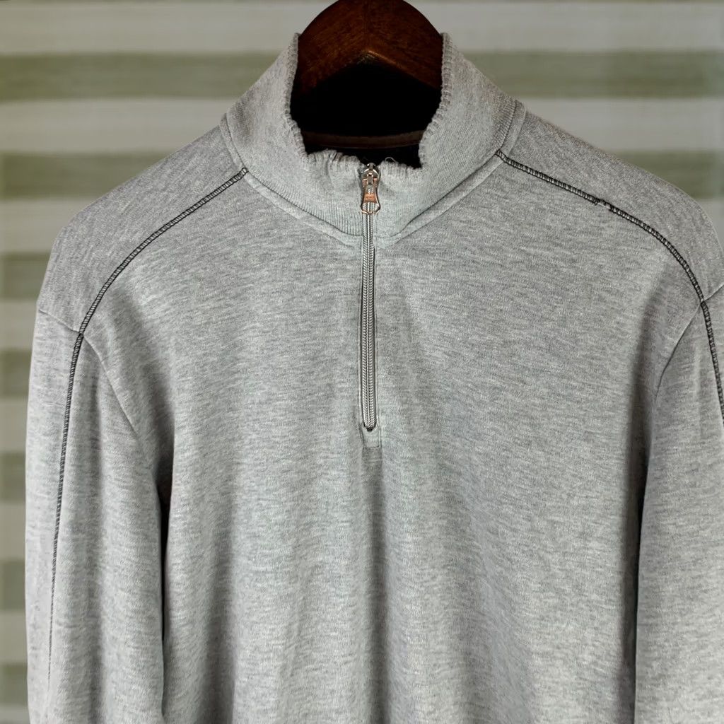 Robert Graham Robert Graham Quarter Zip Pullover Mens Medium Gray Classic Fit Mock Neck Sweatshirt Sweater Pullover Size US M / EU 48-50 / 2 - 1 Thumbnail