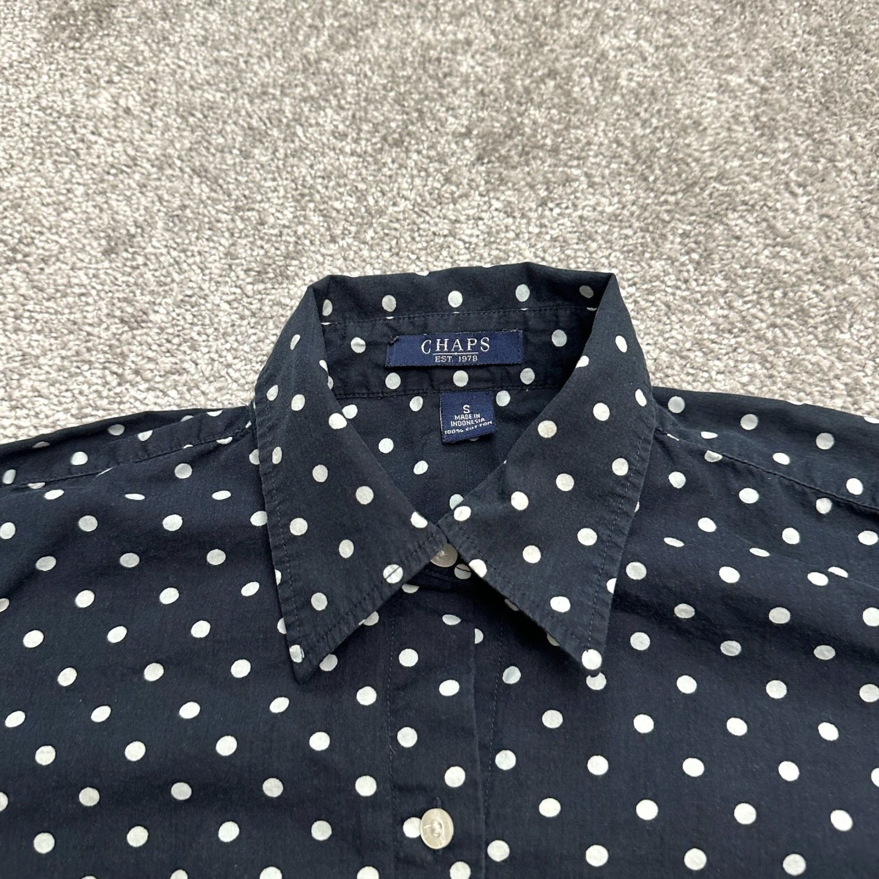 Chaps Chaps Shirt Womens Small Navy Blue Polka Dot Button-Down Long Sleeve Cotton Top Size S / US 4 / IT 40 - 3 Thumbnail