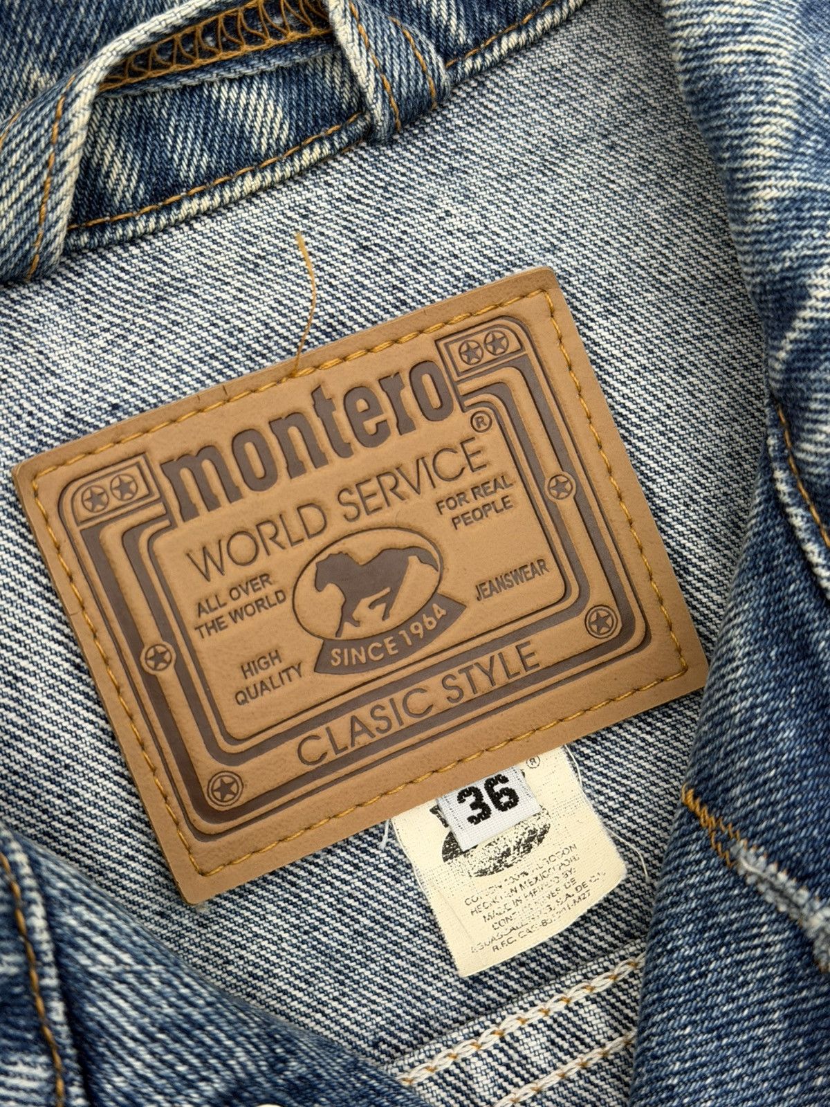 Levi's Vintage Clothing Vintage 80s Montero World Service Denim Trucker Jacket 36 Size US M / EU 48-50 / 2 - 5 Thumbnail