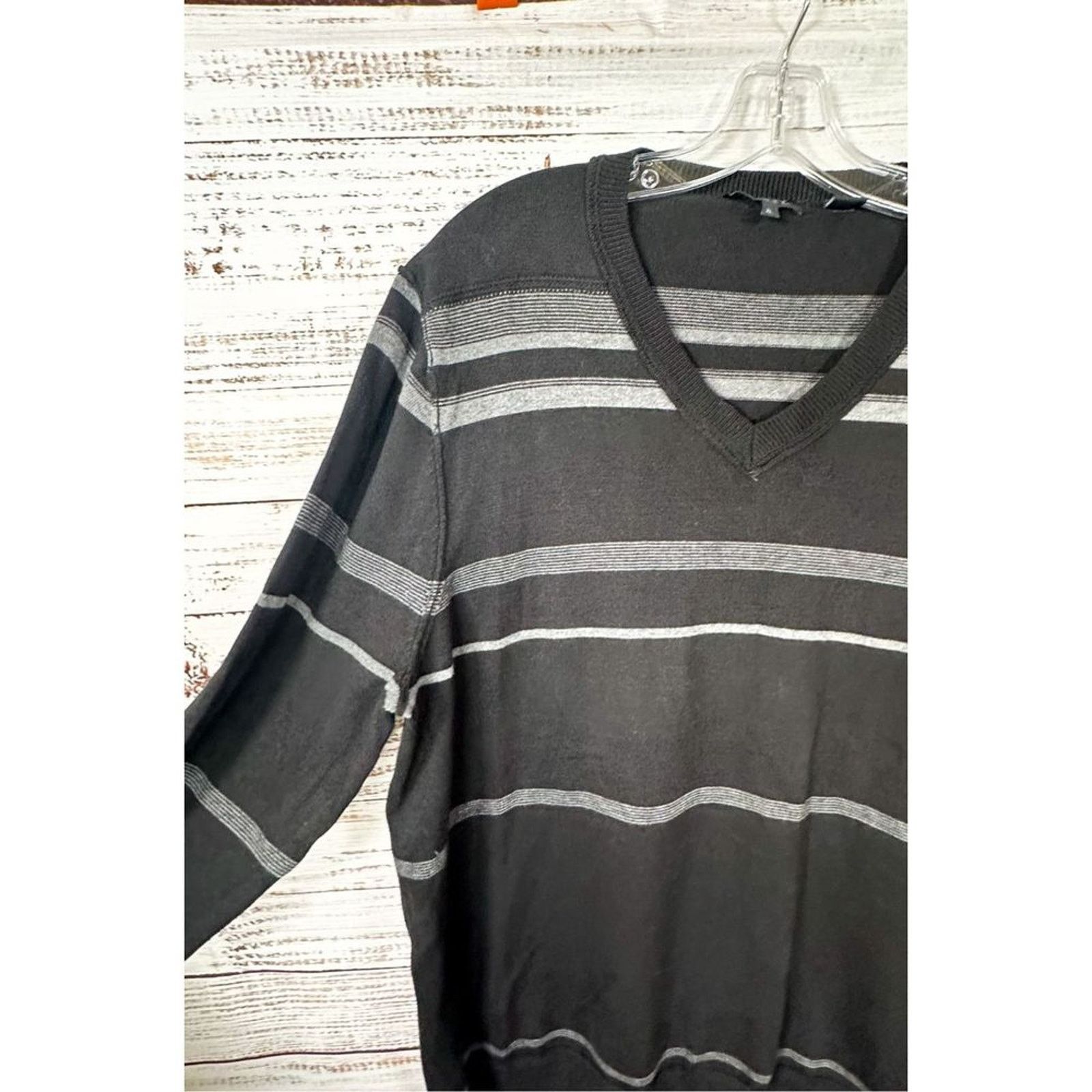 DKNY DKNY Editor Men's Striped Long Sleeve Sweater Black White XL Size US XL / EU 56 / 4 - 6 Thumbnail