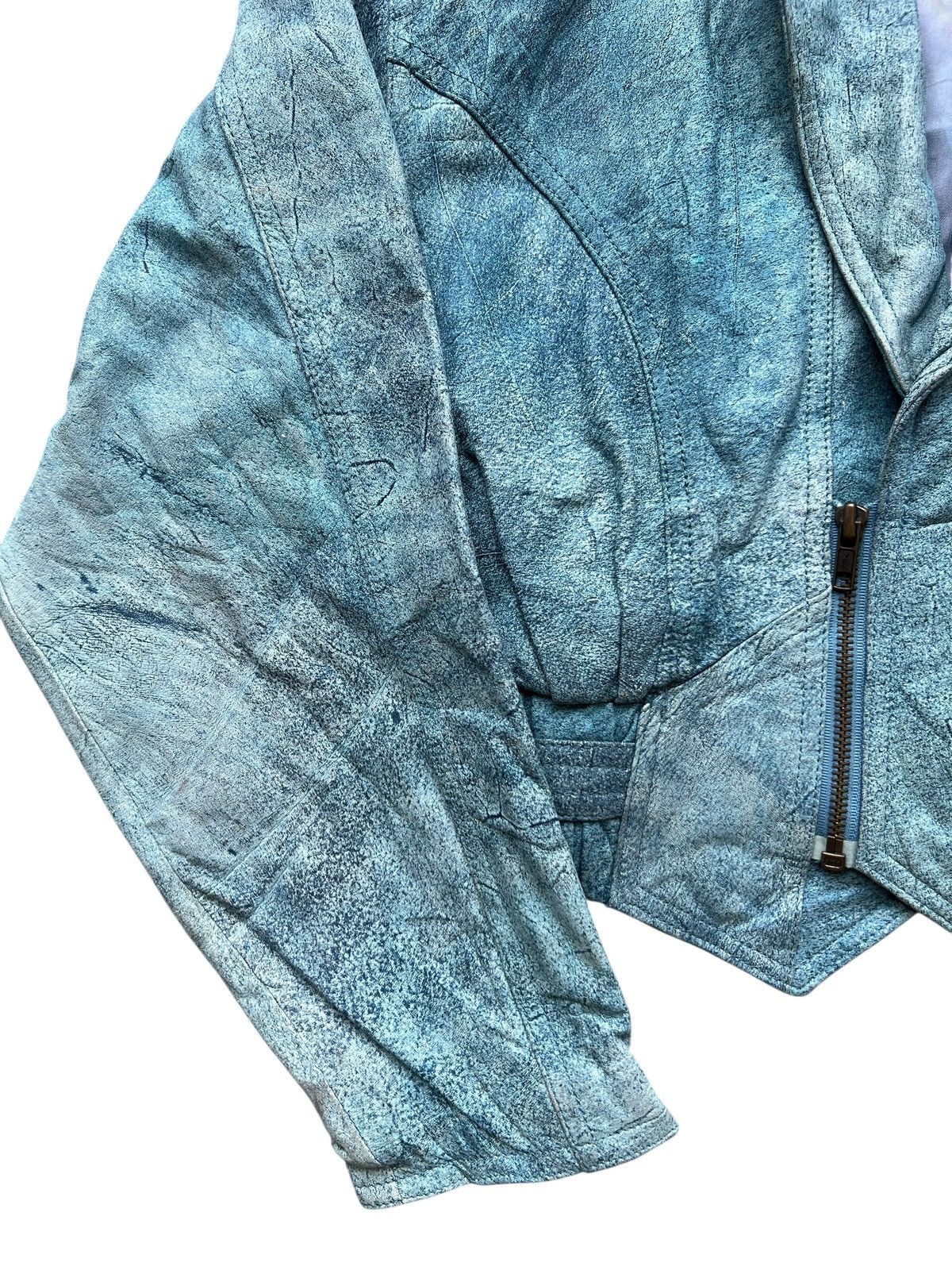 Japanese Brand Moda Italiana Blue Racing Leather Jacket Size S / US 4 / IT 40 - 6 Thumbnail