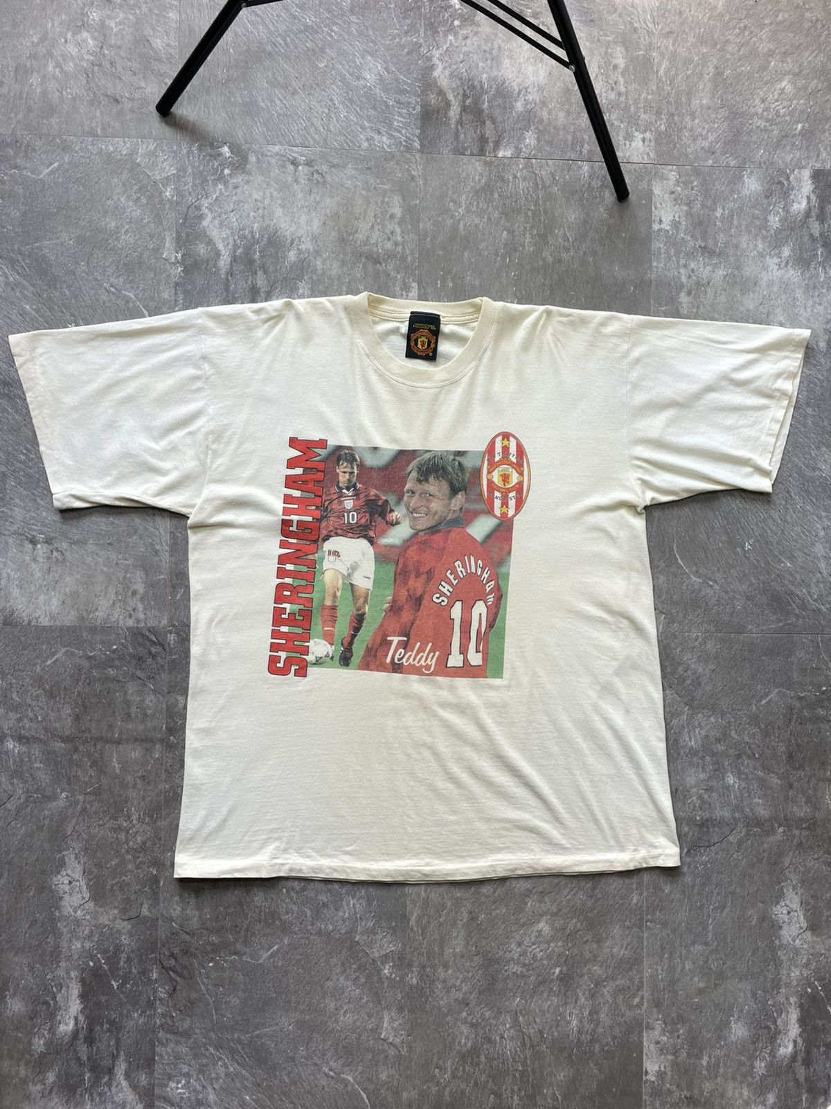 Vintage Sheringham #10 Vintage Manchester United Legend T Shirt Rare Size US XL / EU 56 / 4 - 1 Thumbnail