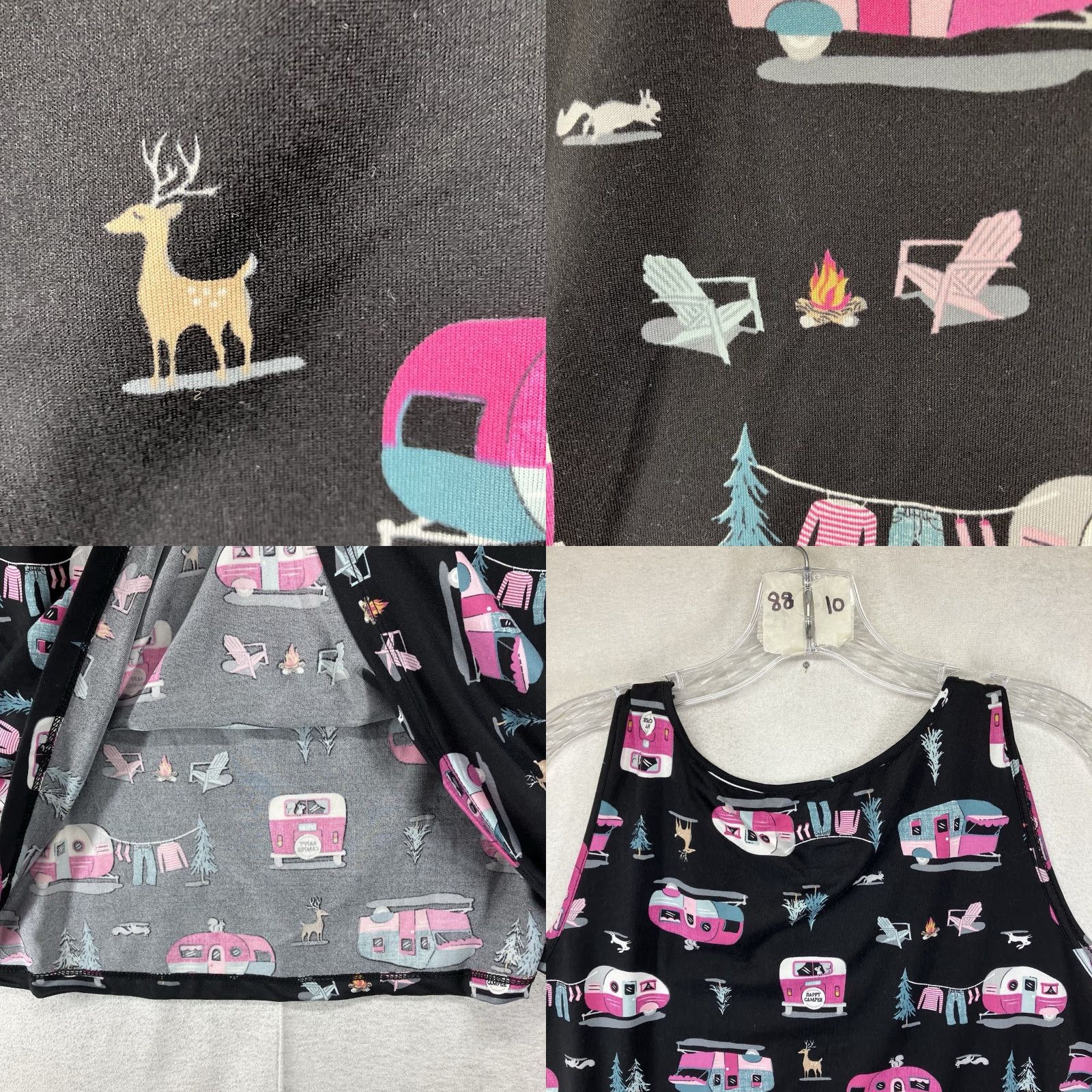 Vintage Joyspun Pajama Top Black 3X RV Trailer Retro Camping Summer Tank Womens Size XXL / US 16-18 / IT 52-54 - 8 Thumbnail