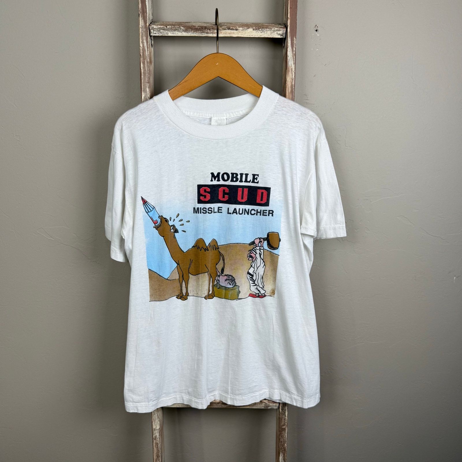 Other 90s Funny Mobile Scud Launcher Camel Balls White T Shirt L Size US L / EU 52-54 / 3 - 1 Thumbnail