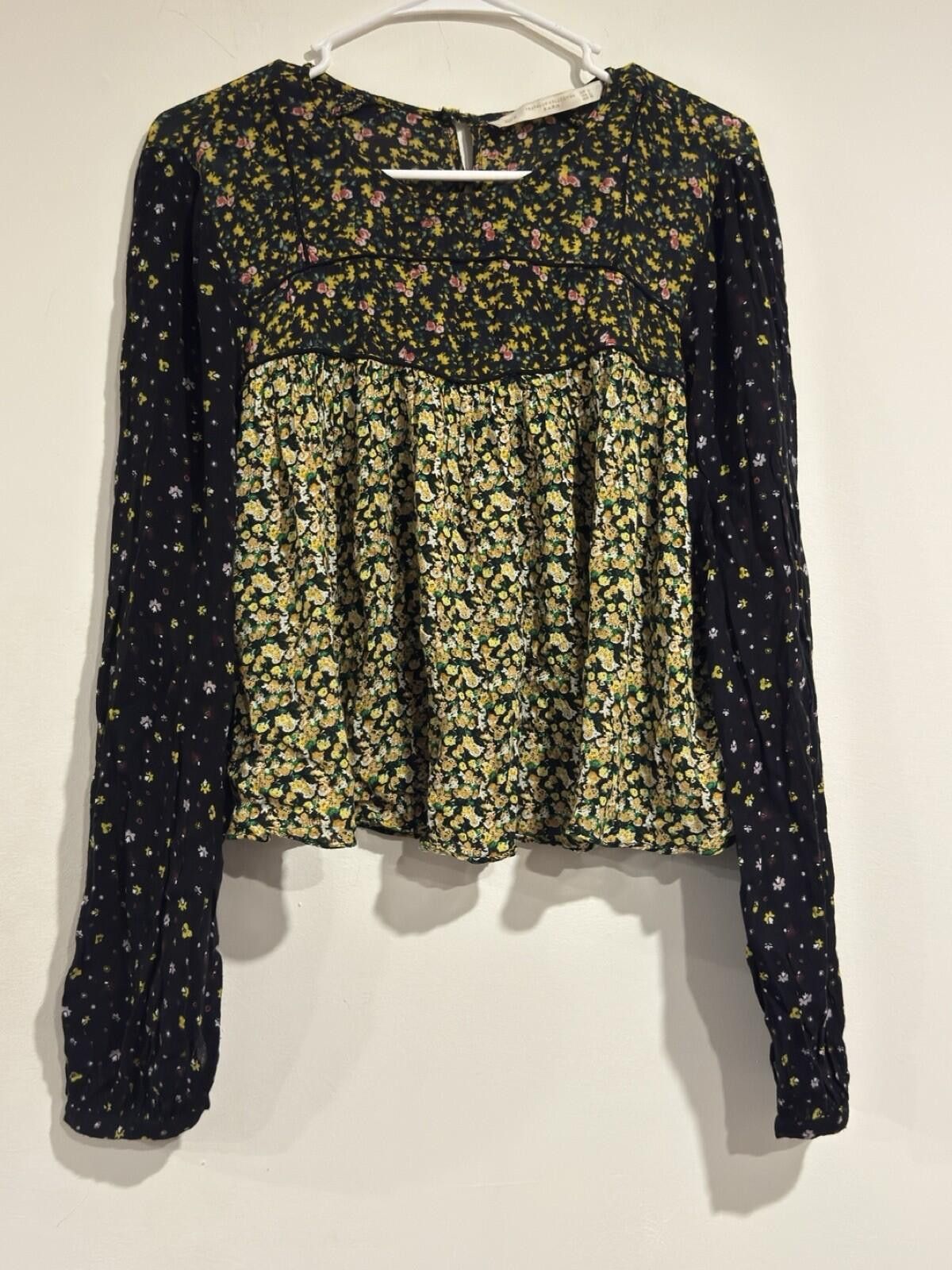 Zara Zara Trafaluc Floral Bohemian Cropped Cottage CoreTop Blouse Size L / US 10 / IT 46 - 2 Thumbnail