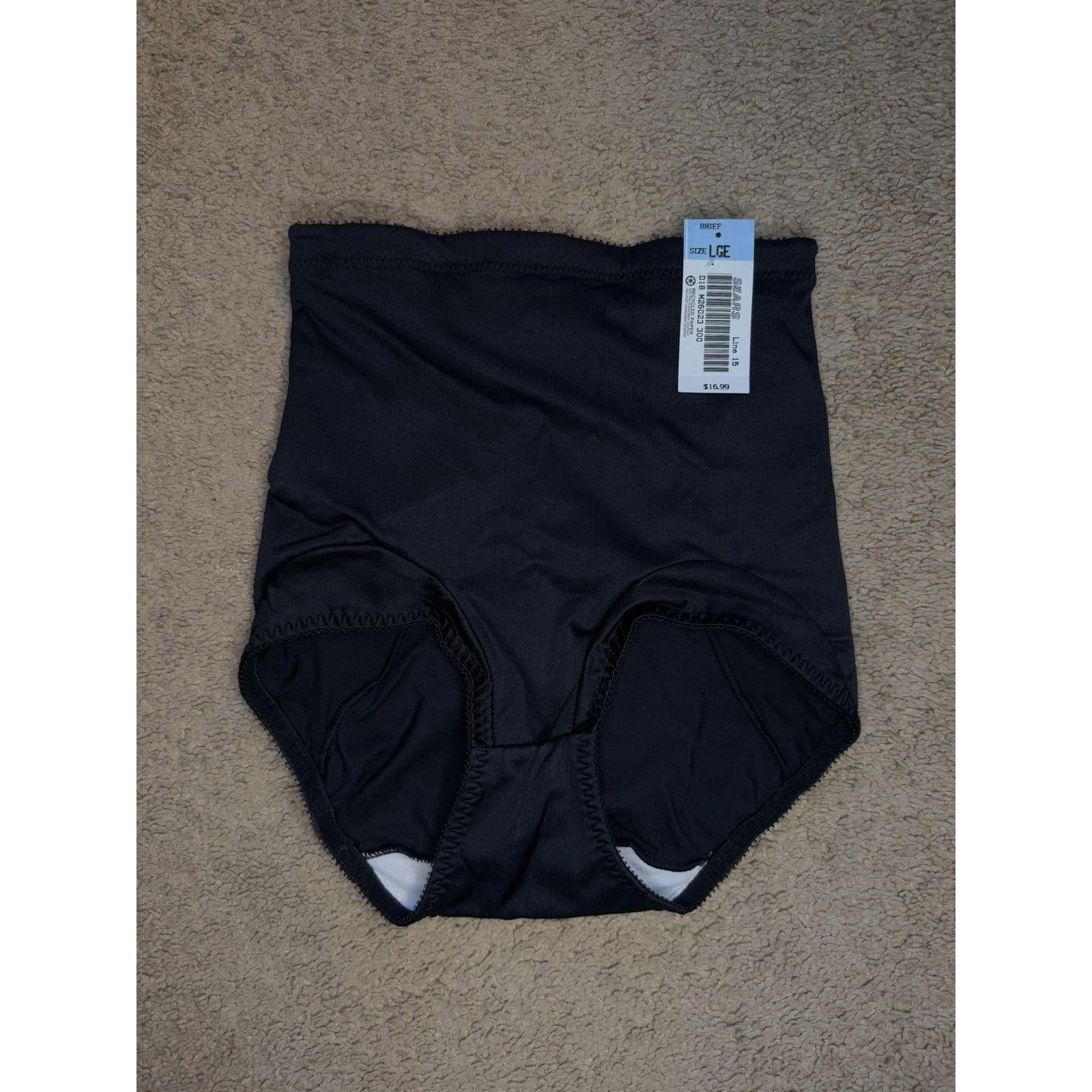 Sears NWT Sears High Waisted Tummy Control Brief Underwear Black L Size ONE SIZE - 1 Thumbnail