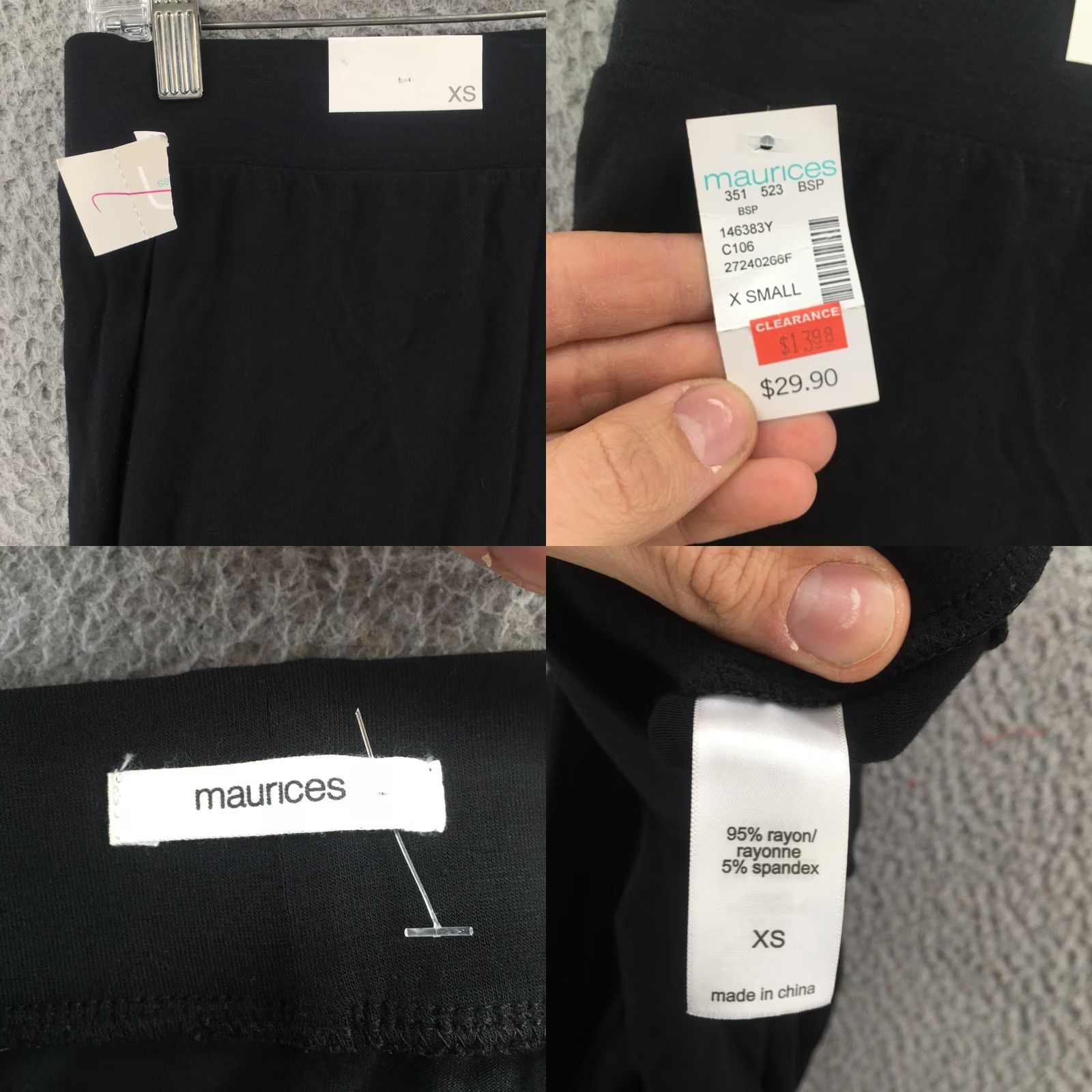 Vintage Maurices Asymmetrical Midi Skirt Womens XS Solid Rayon Blend Black Casual NEW Size 26" / US 2 / IT 38 - 8 Thumbnail
