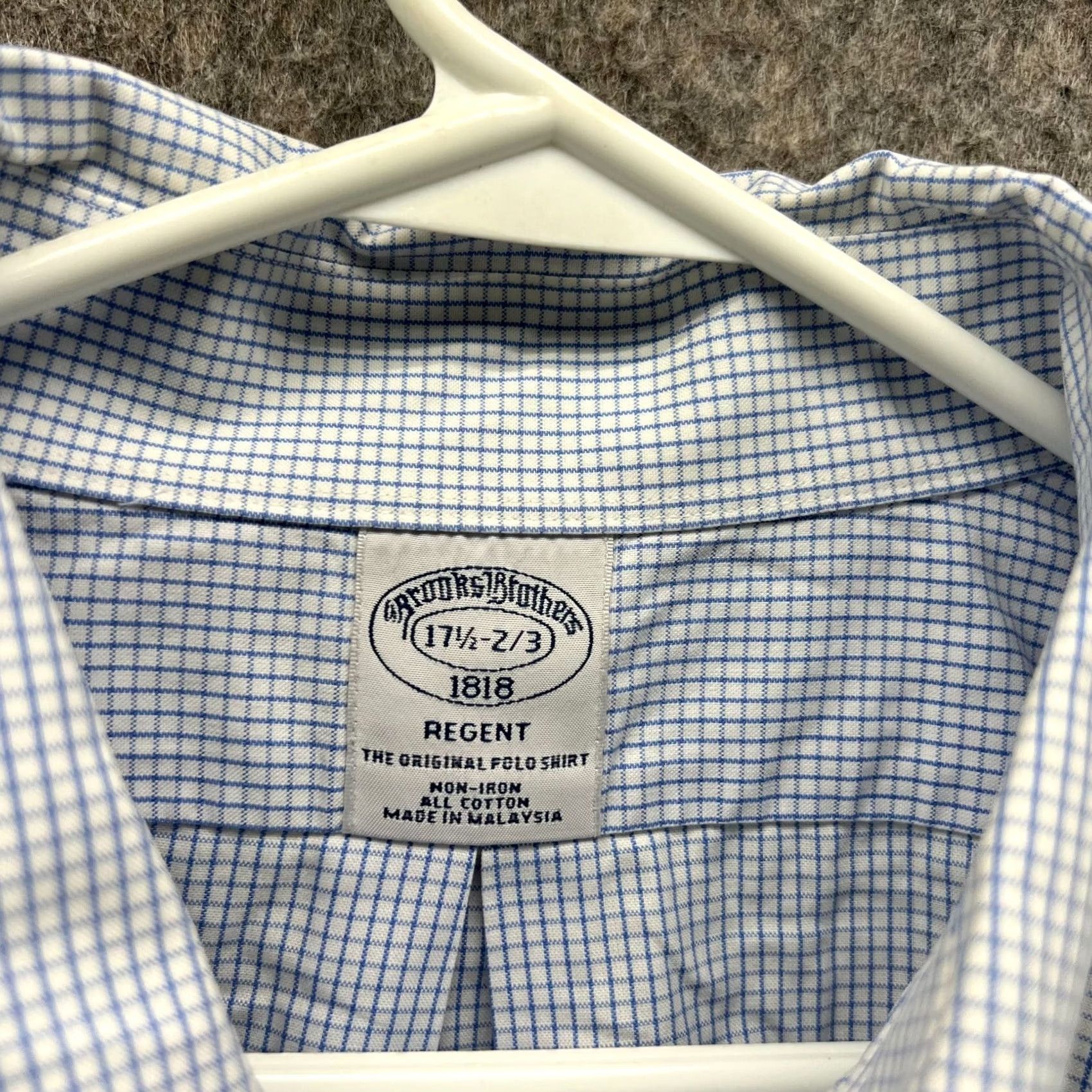 Brooks Brothers Brooks Brothers 1818 Shirt Men 17.5 2/3 Blue Gingham Button-Up Oxford Regent Shirt Size US XXL / EU 58 / 5 - 4 Thumbnail