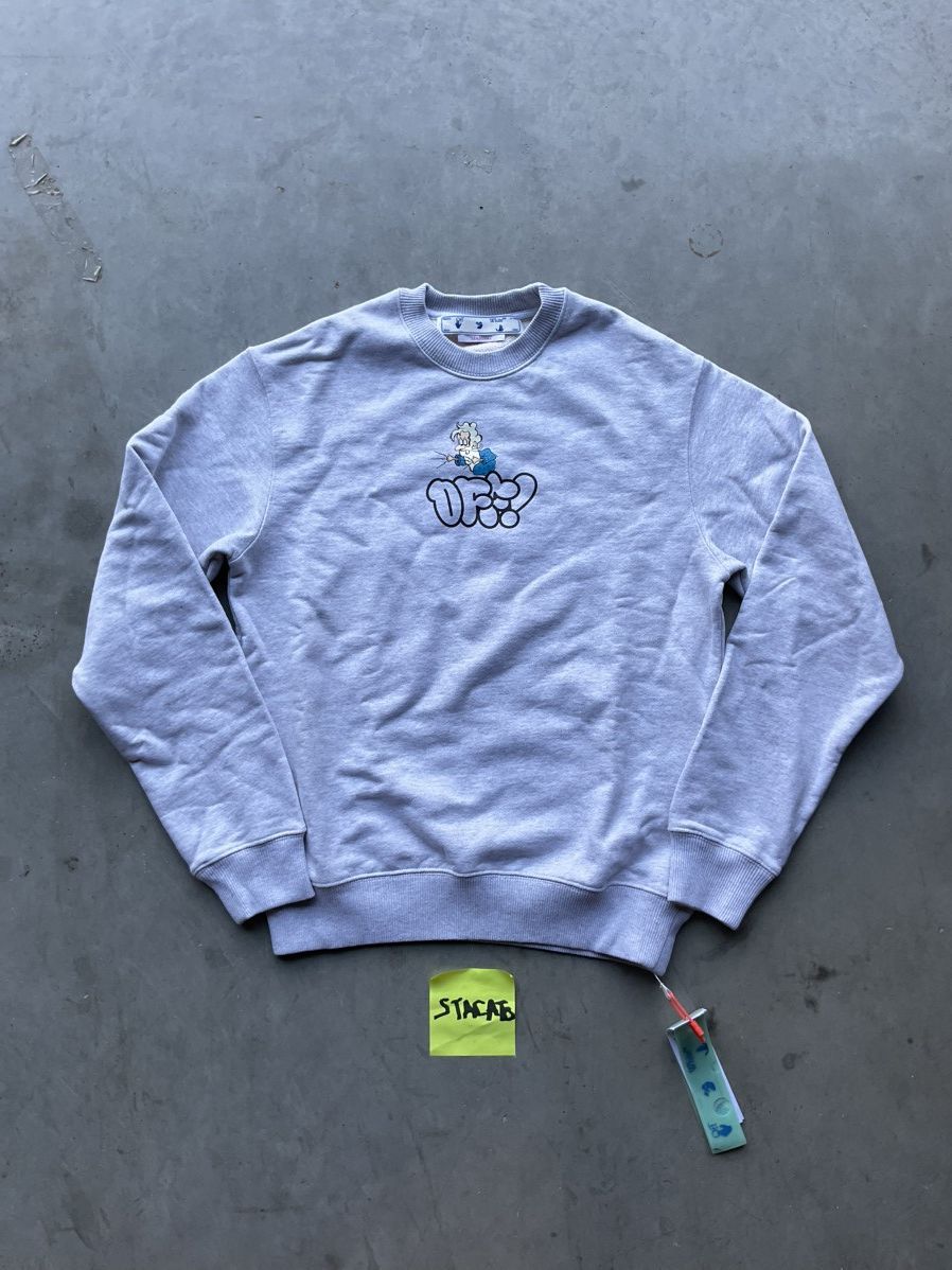Off-White Off-White Graffiti Slim Crewneck Melange Grey Size US S / EU 44-46 / 1 - 1 Thumbnail