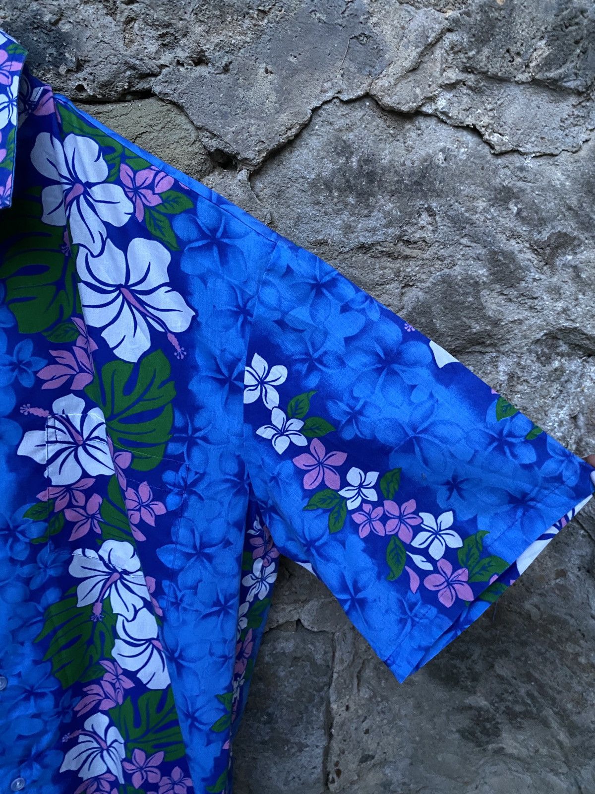 Vintage Blue Vintage Hawaiian Short Sleeve Shirt Floral Leaves Size US L / EU 52-54 / 3 - 3 Thumbnail